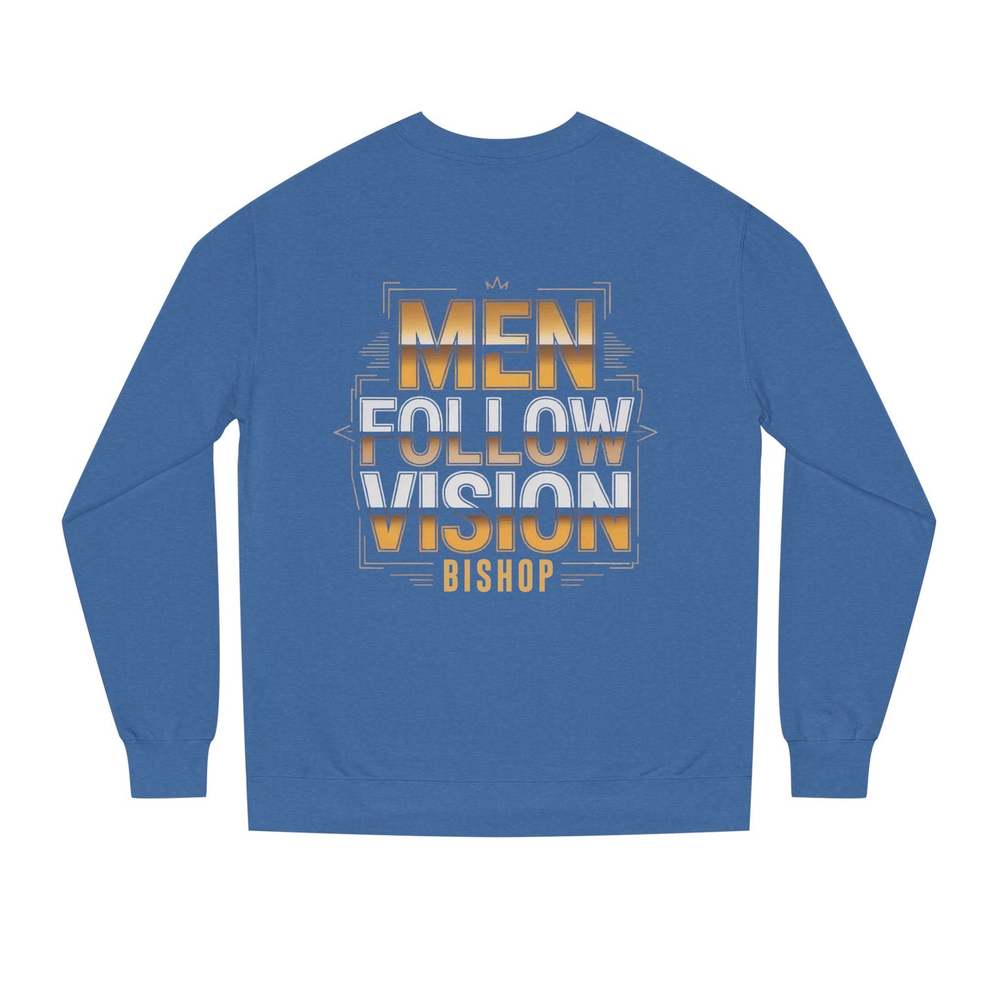 Men Follow Vision Bishop Crewneck Sweatshirt — Inspirational Faith Graphic