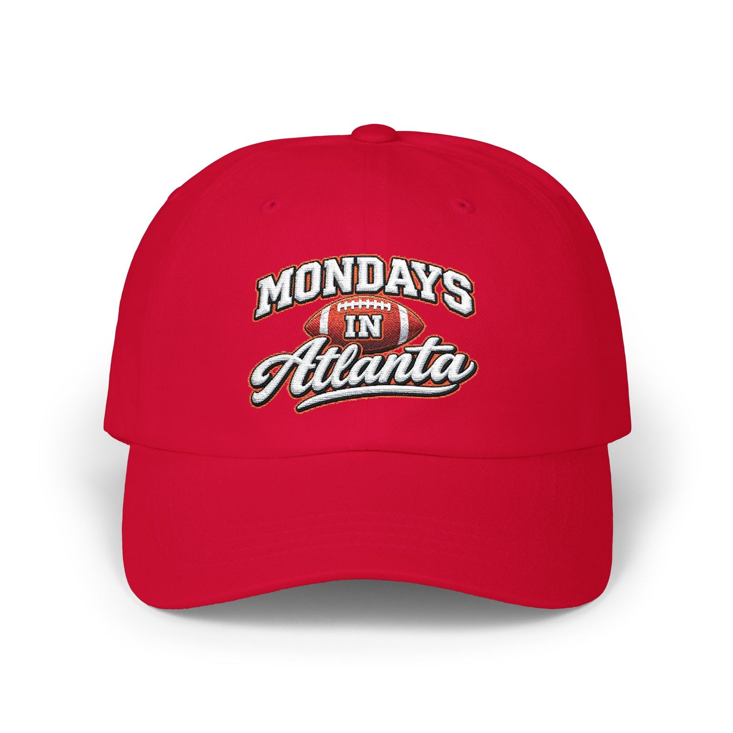 Mondays in Atlanta Dad Cap — Vintage Football Script Hat