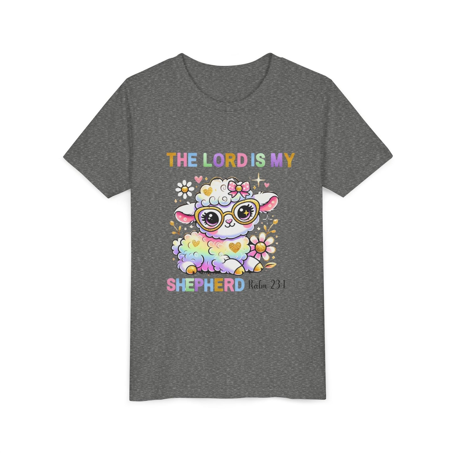 Youth Tee — 'The Lord Is My Shepherd' Rainbow Lamb Christian Kids T‑Shirt
