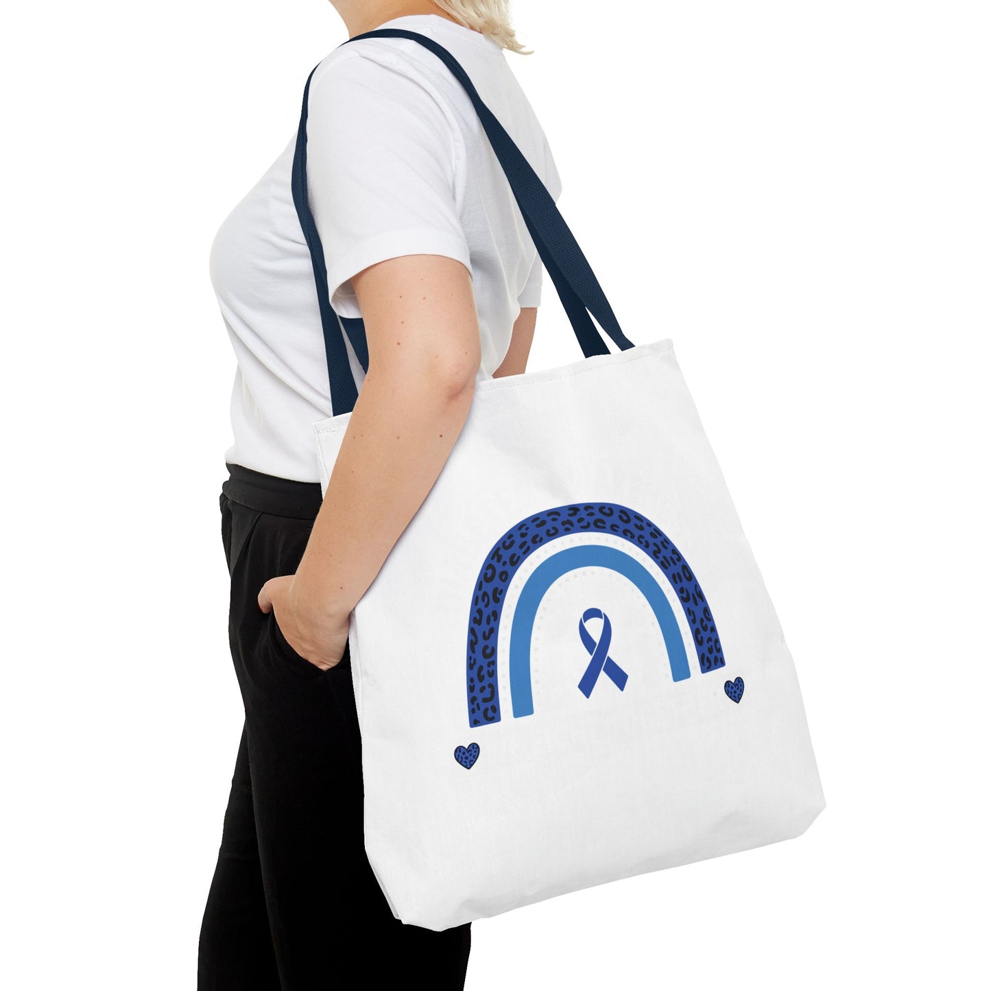 Blue Awareness Ribbon Rainbow Tote Bag – Support & Hope Everyday Tote