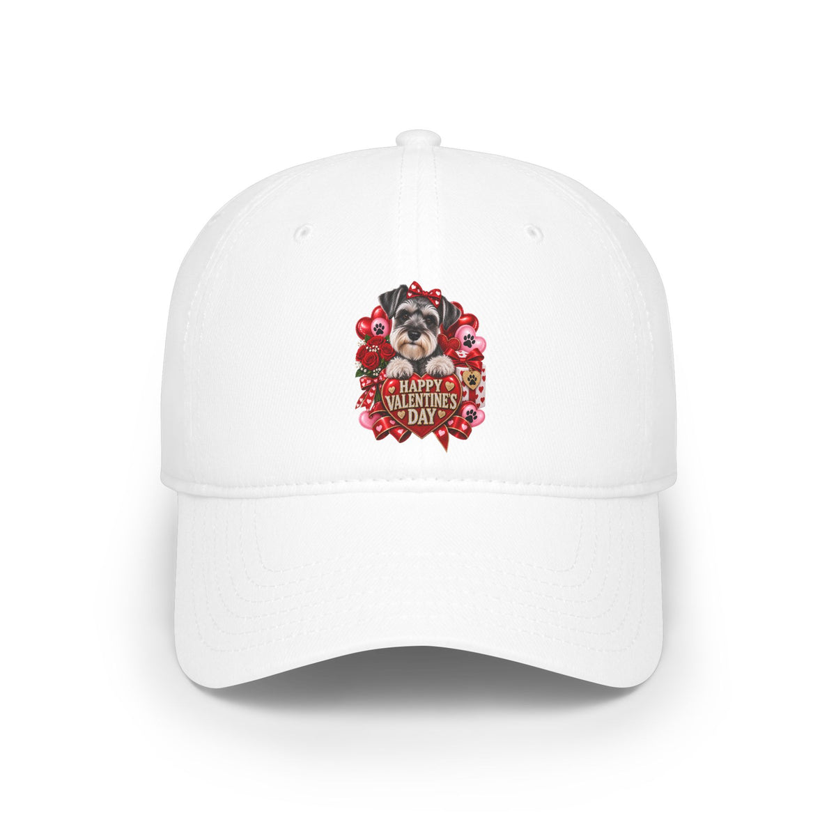 Valentine's Day Puppy Heart Cap – 'Happy Valentine's Day' Low Profile Baseball Hat
