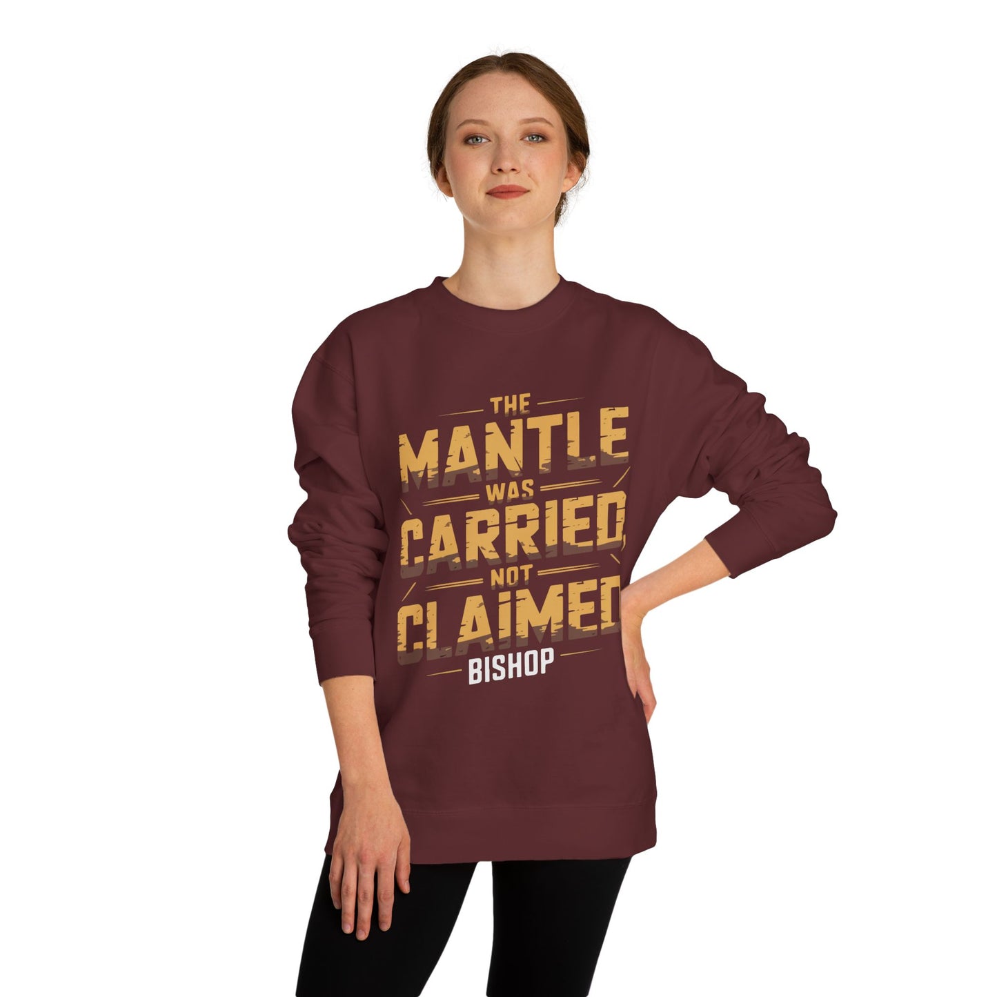 Crewneck Sweatshirt — “The Mantle Was Carried, Not Claimed” Bishop Graphic