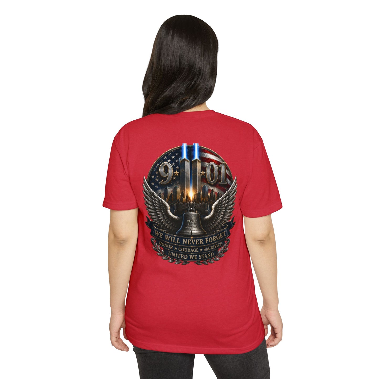 9/11 Never Forget Memorial T-Shirt — Twin Towers Tribute Tee