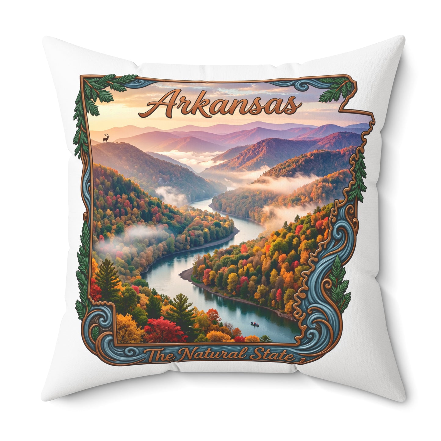 Arkansas Scenic River Pillow — 'The Natural State' Decorative Throw