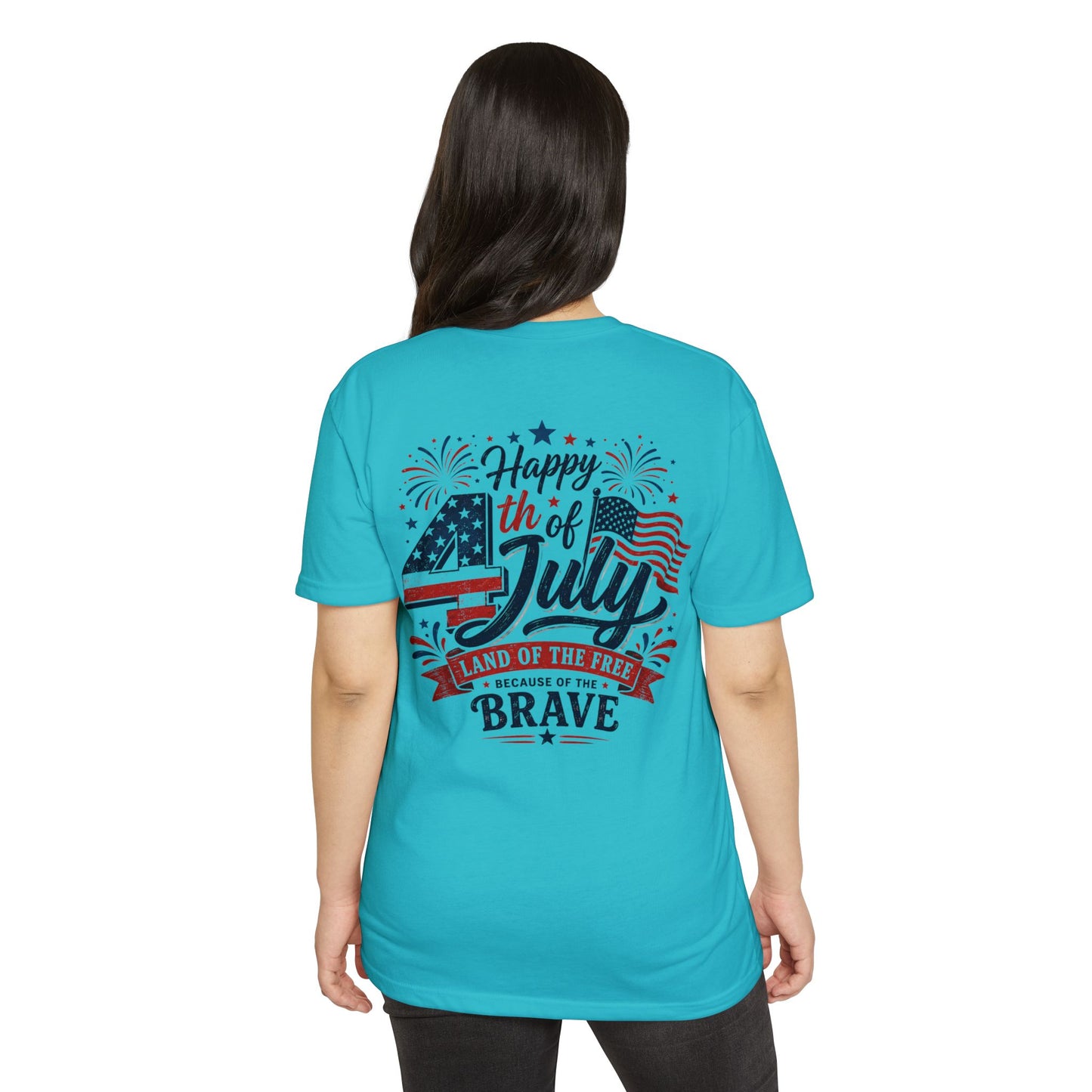 4th of July T-Shirt - "Happy 4th of July: Land of the Free Because of the Brave" Patriotic Tee