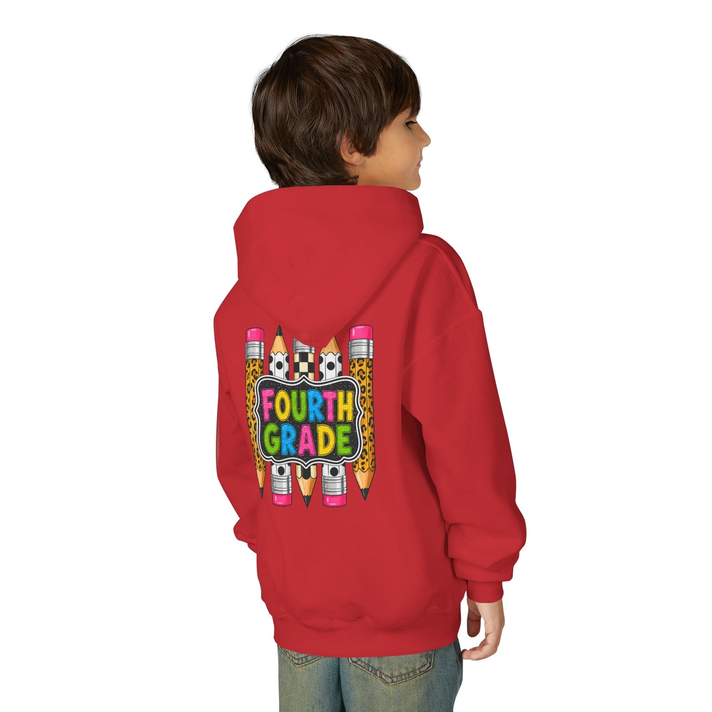 Fourth Grade Kids Hoodie — Colorful Pencil School Sweatshirt
