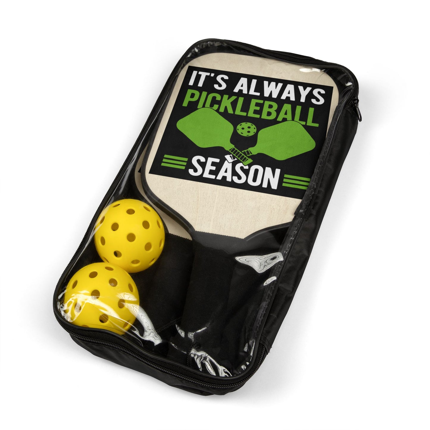Pickleball Paddles Set - "It's Always Pickleball Season" Paddle & Balls Kit