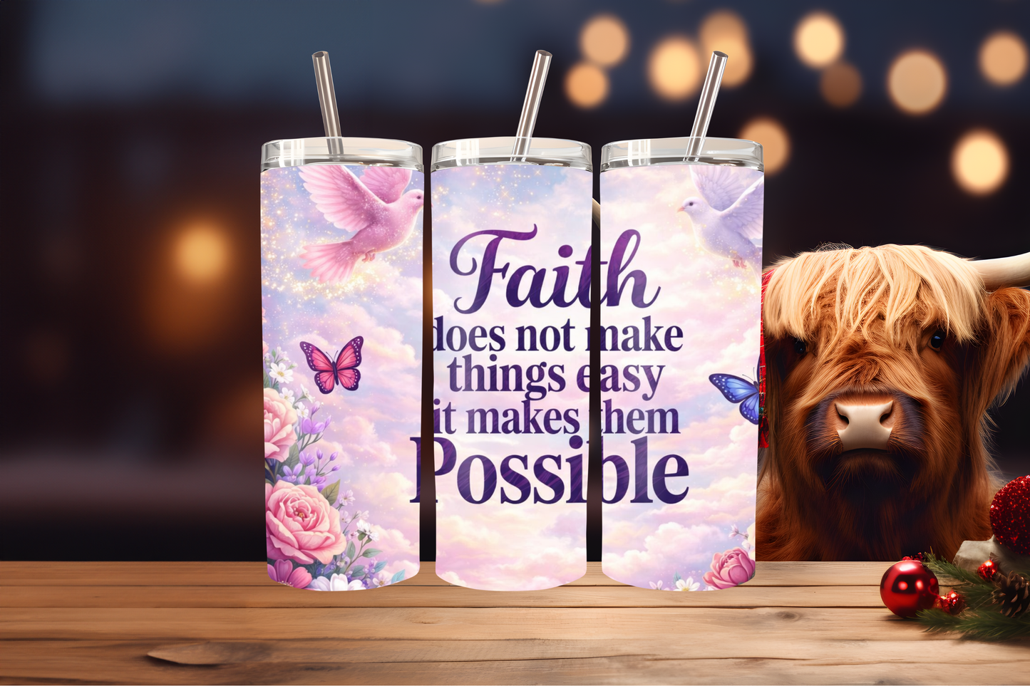 God Is With Her Tumbler Wrap PNG | Faith-Based Inspirational Design, 20oz Skinny Tumbler Sublimation, Christian Quote Wrap