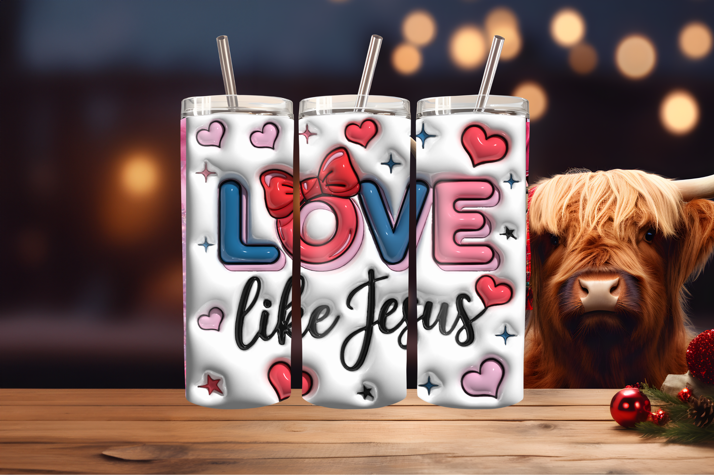 Love Like Jesus Tumbler Wrap PNG | Faith-Based Inspirational Design, 20oz Skinny Tumbler Sublimation, Christian Quote Wrap