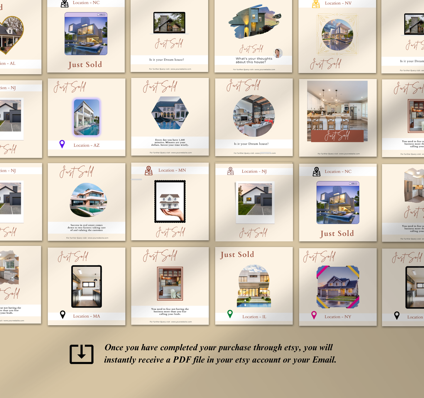 Real Estate Instagram Templates | Editable Canva Realtor Posts & Social Media Kit