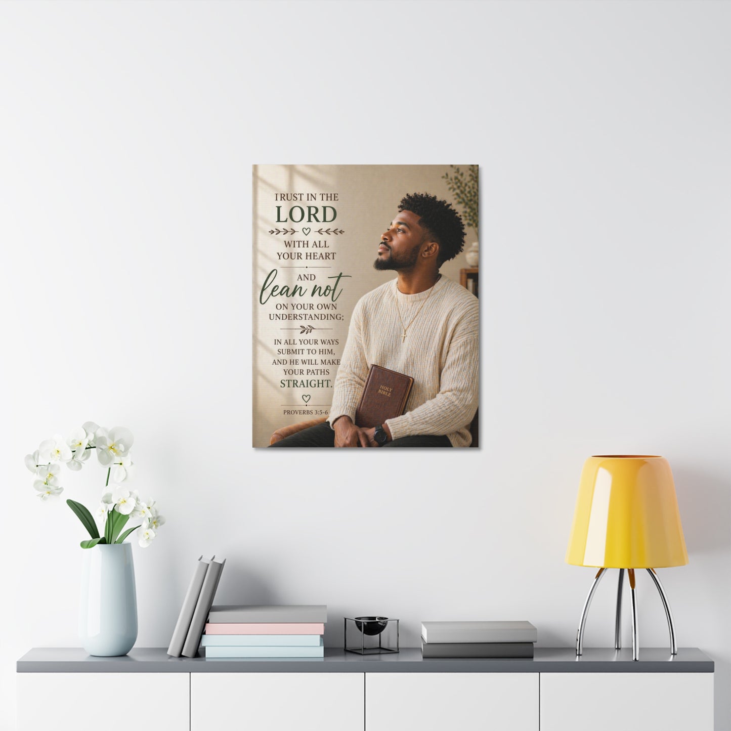Stretched Canvas - "Trust in the Lord" Scripture Wall Art (Proverbs 3:5-6)