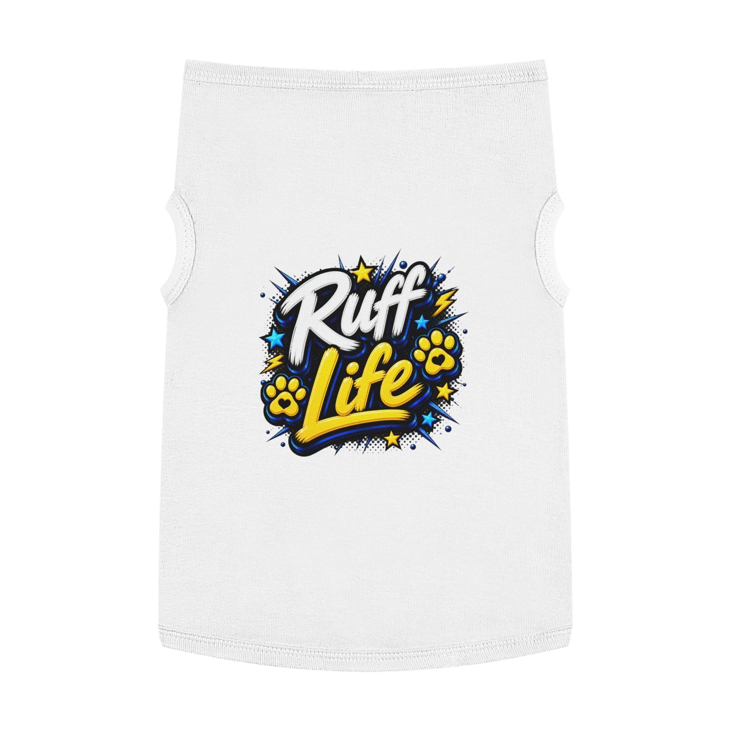 Ruff Life Pet Tank Top - Funny Dog Shirt with Paw Prints & Stars