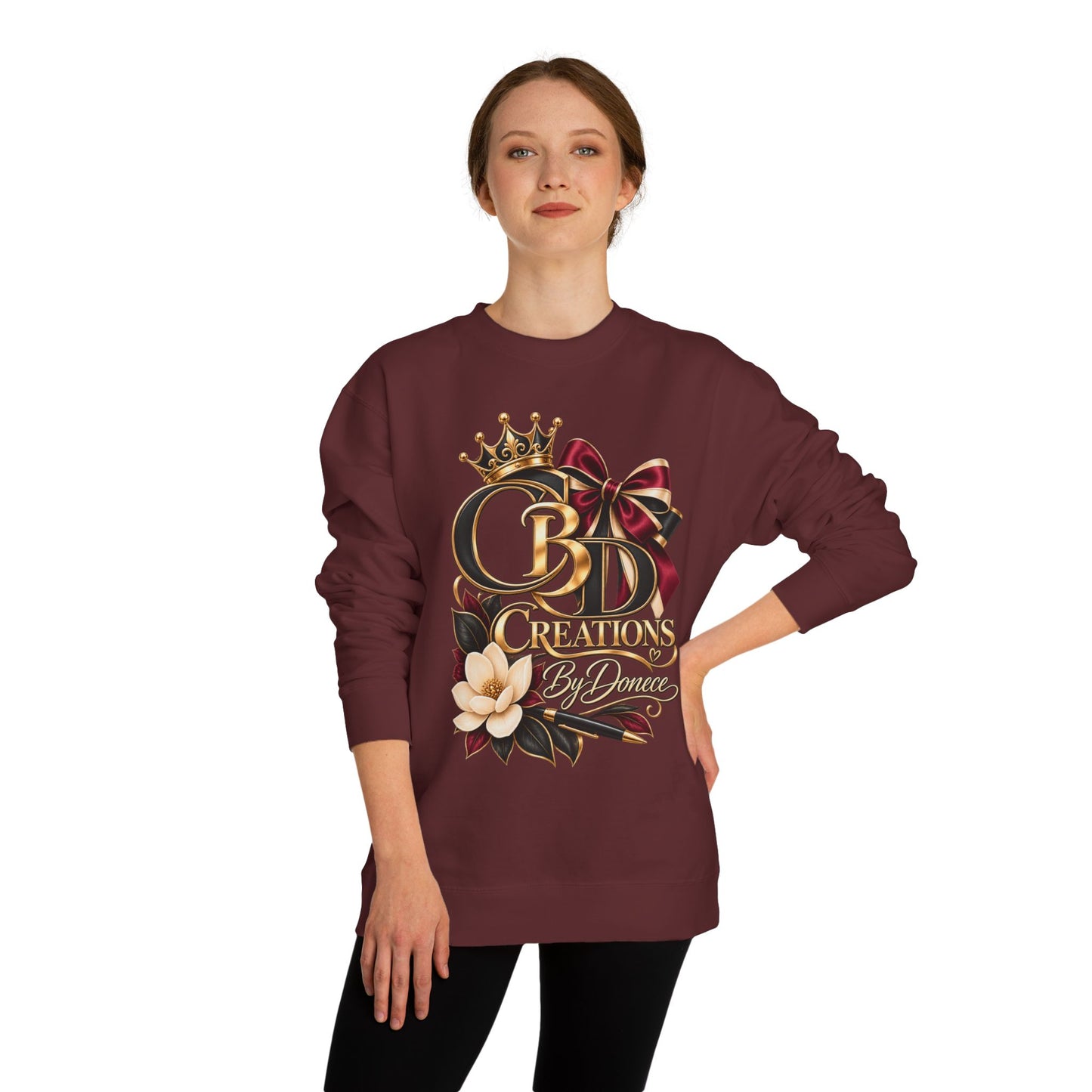 CB Creations Crown Logo Sweatshirt — Floral Ribbon Graphic Crewneck