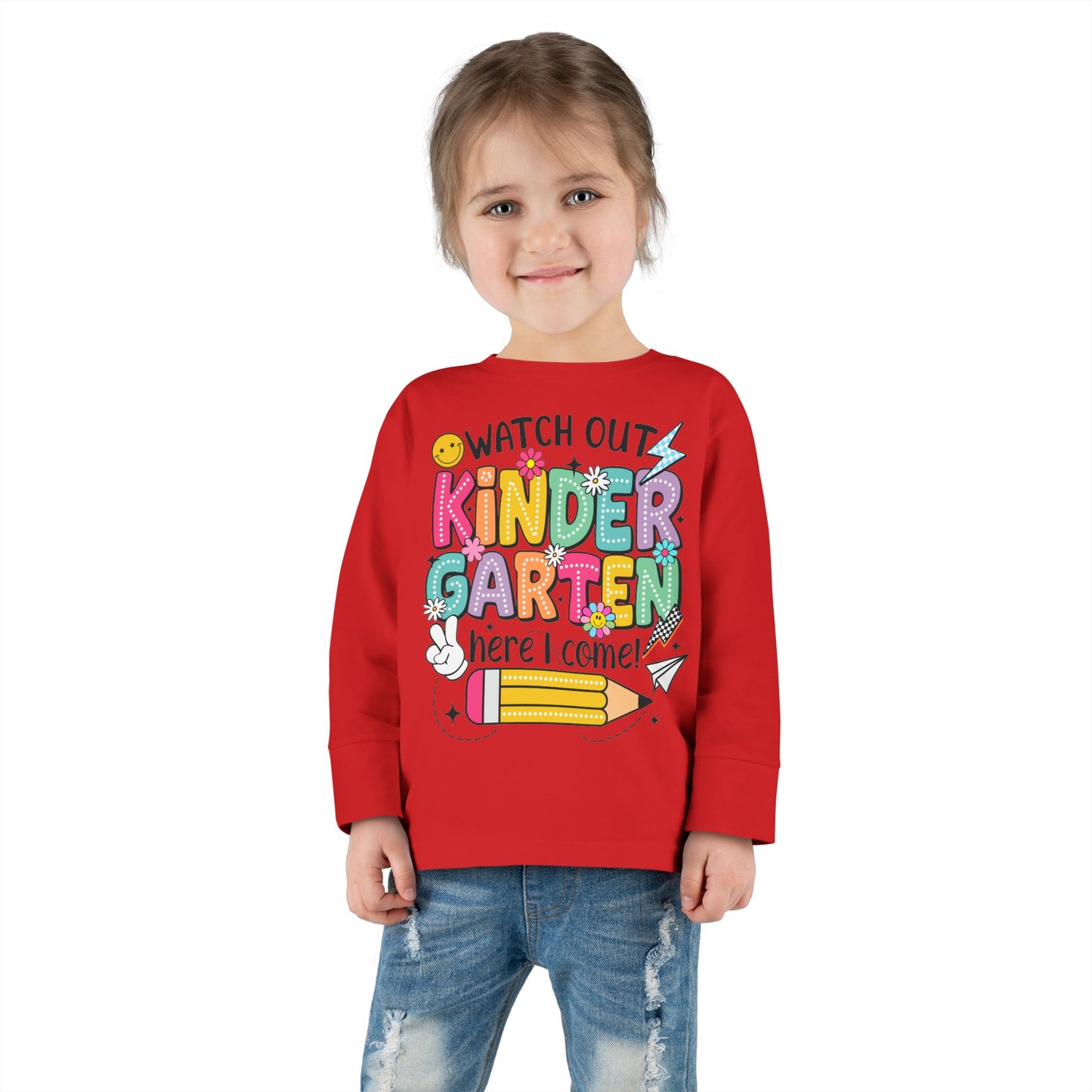 Kindergarten Here I Come Toddler Long Sleeve Tee