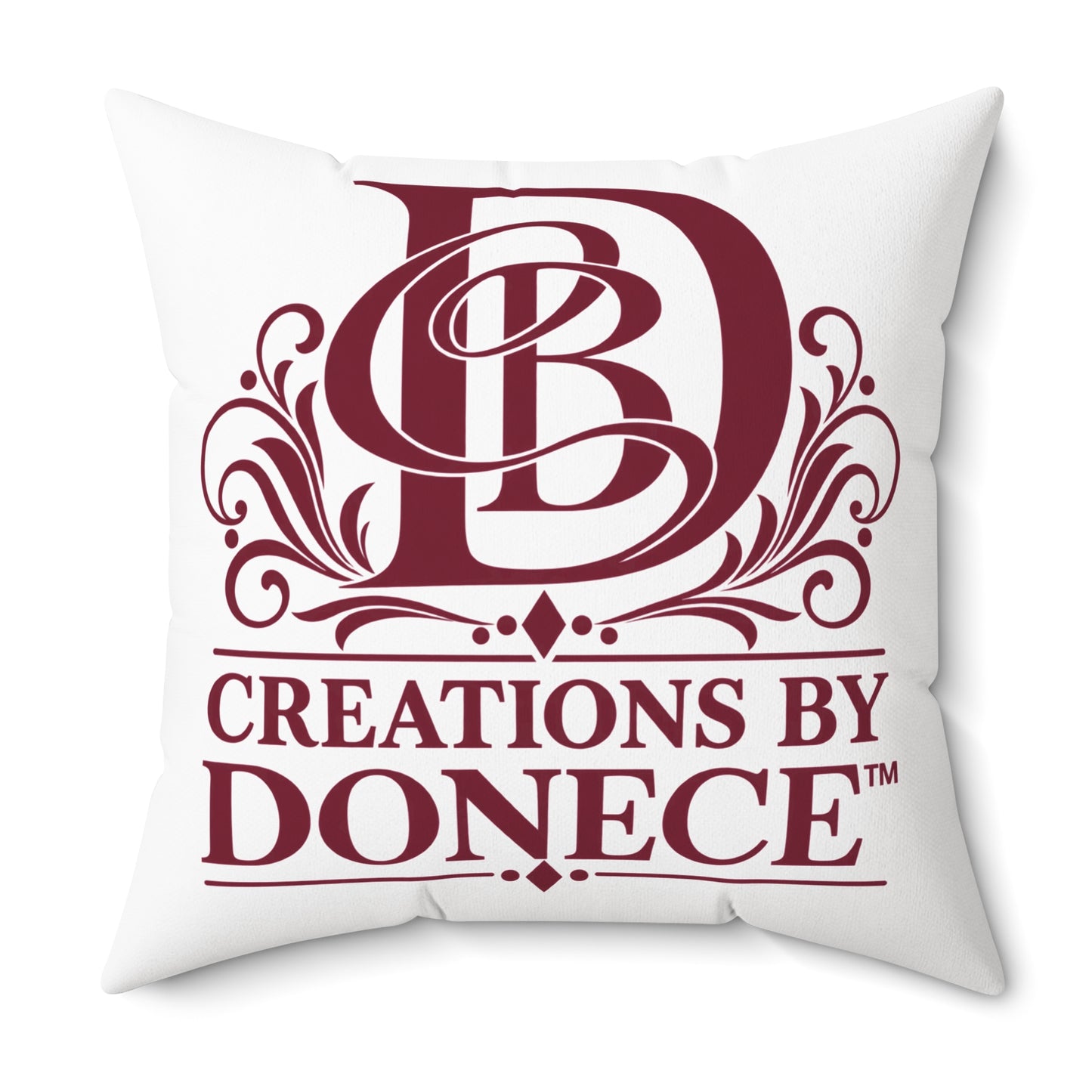 Monogram Logo Decorative Pillow — "Creations by Donece" Square Polyester Throw Pillow