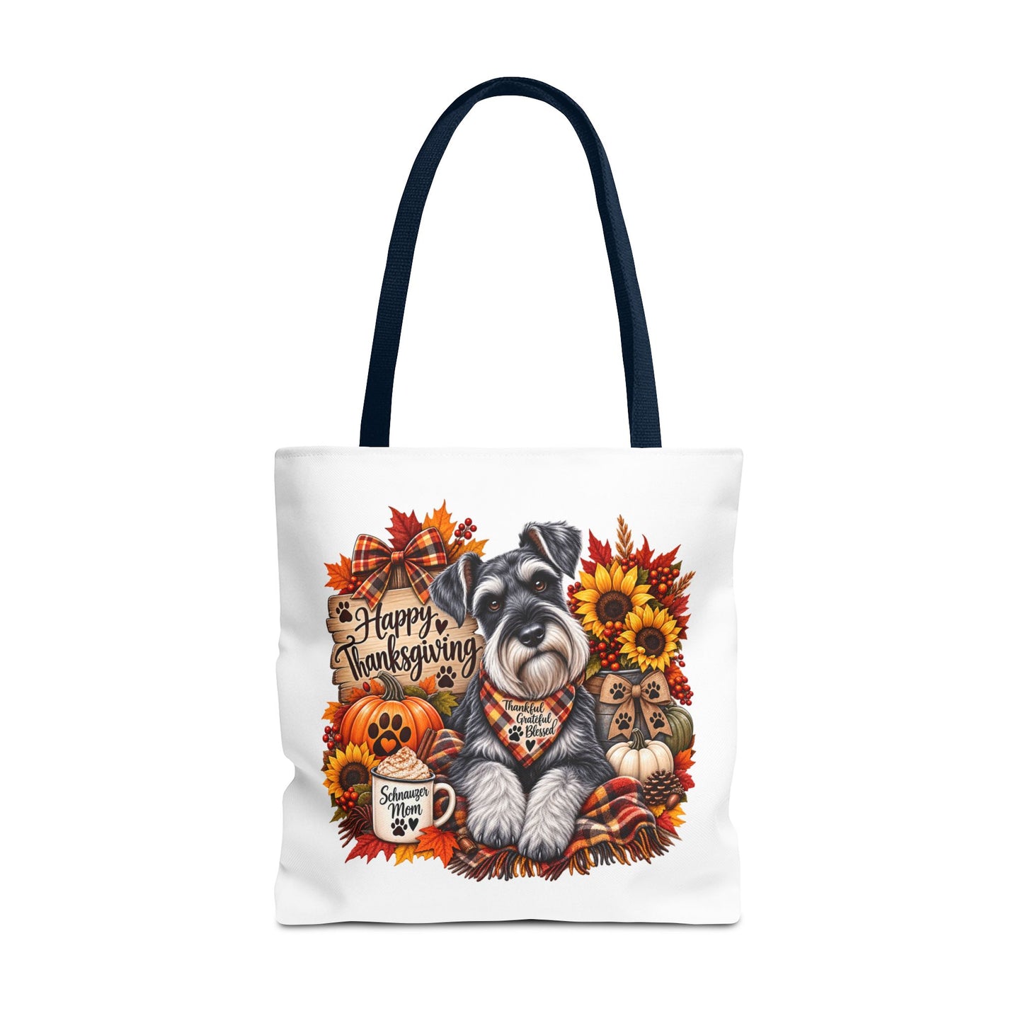 Thanksgiving Schnauzer Tote Bag — Happy Thanksgiving Fall Harvest Design