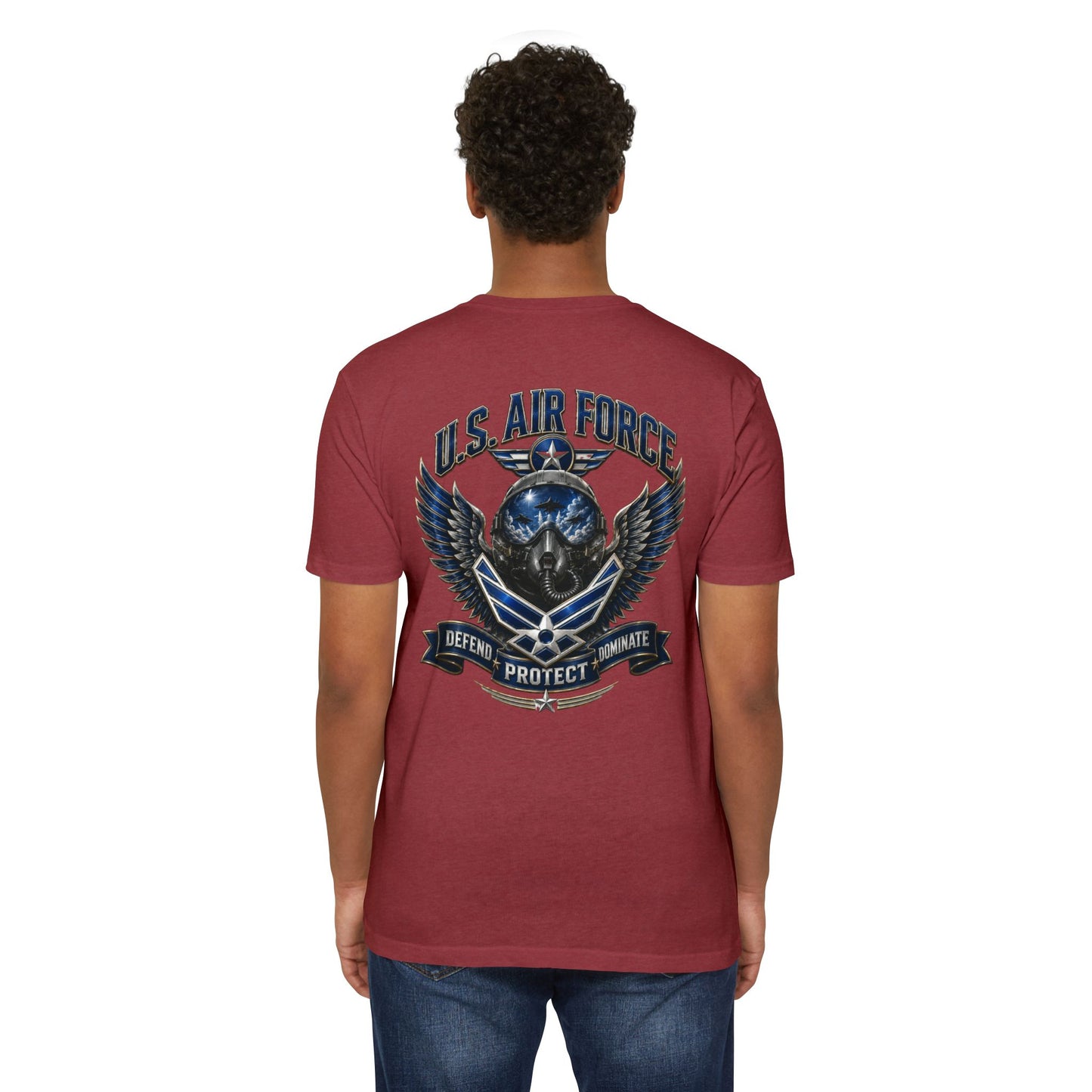 U.S. Air Force Skull Wings T-Shirt — Defend Protect Dominate Military Tee