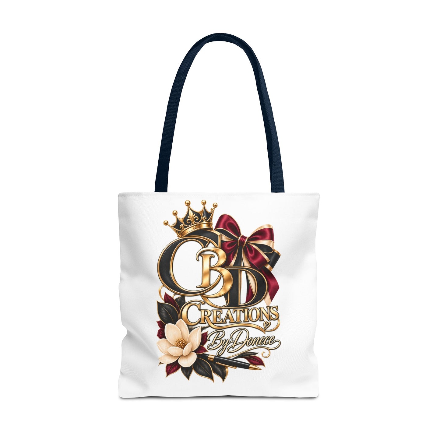 Logo Tote Bag — Elegant Crown & Bow Monogram Tote