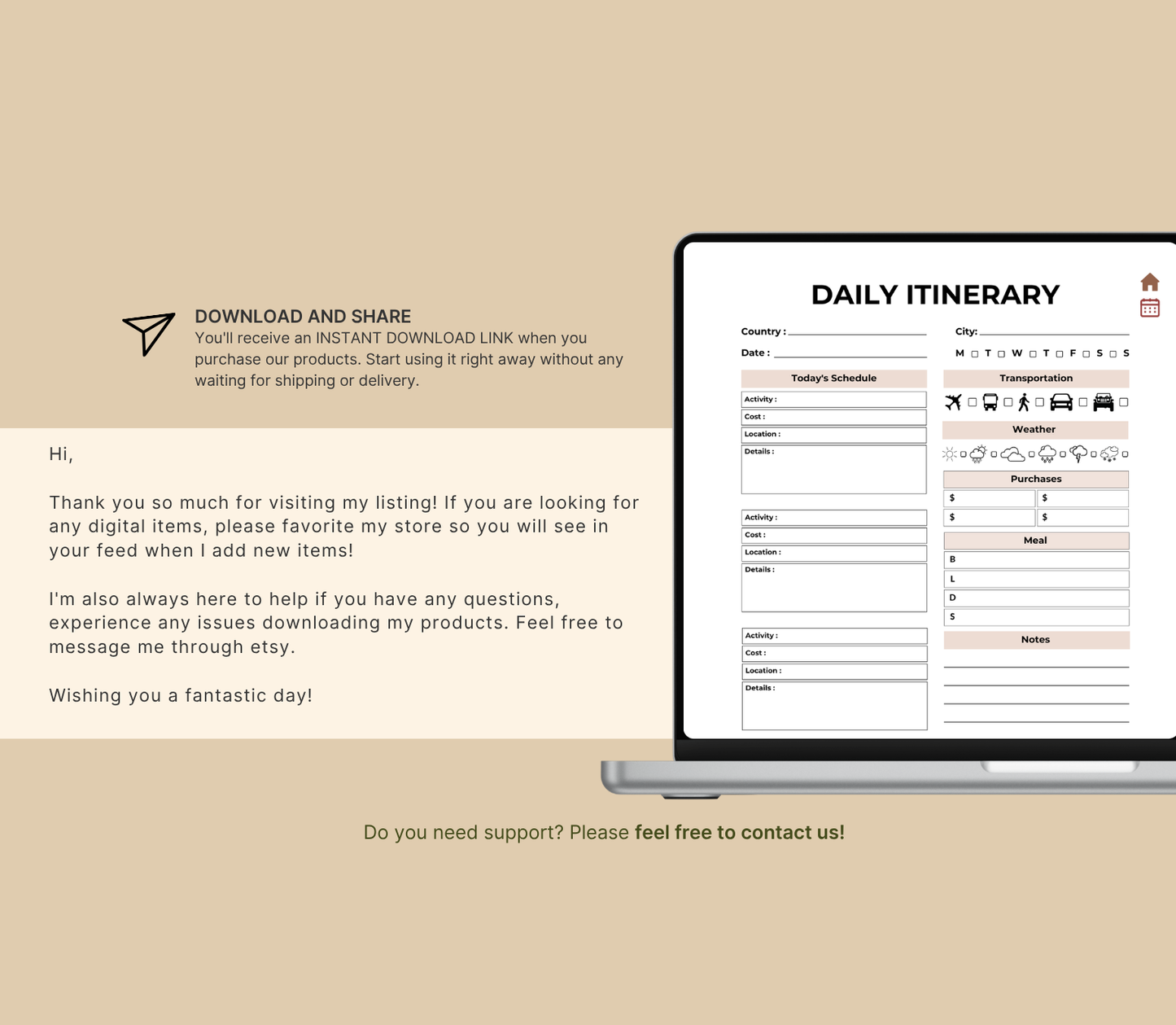 Digital Travel Planner | Editable Trip Organizer & Itinerary Planner