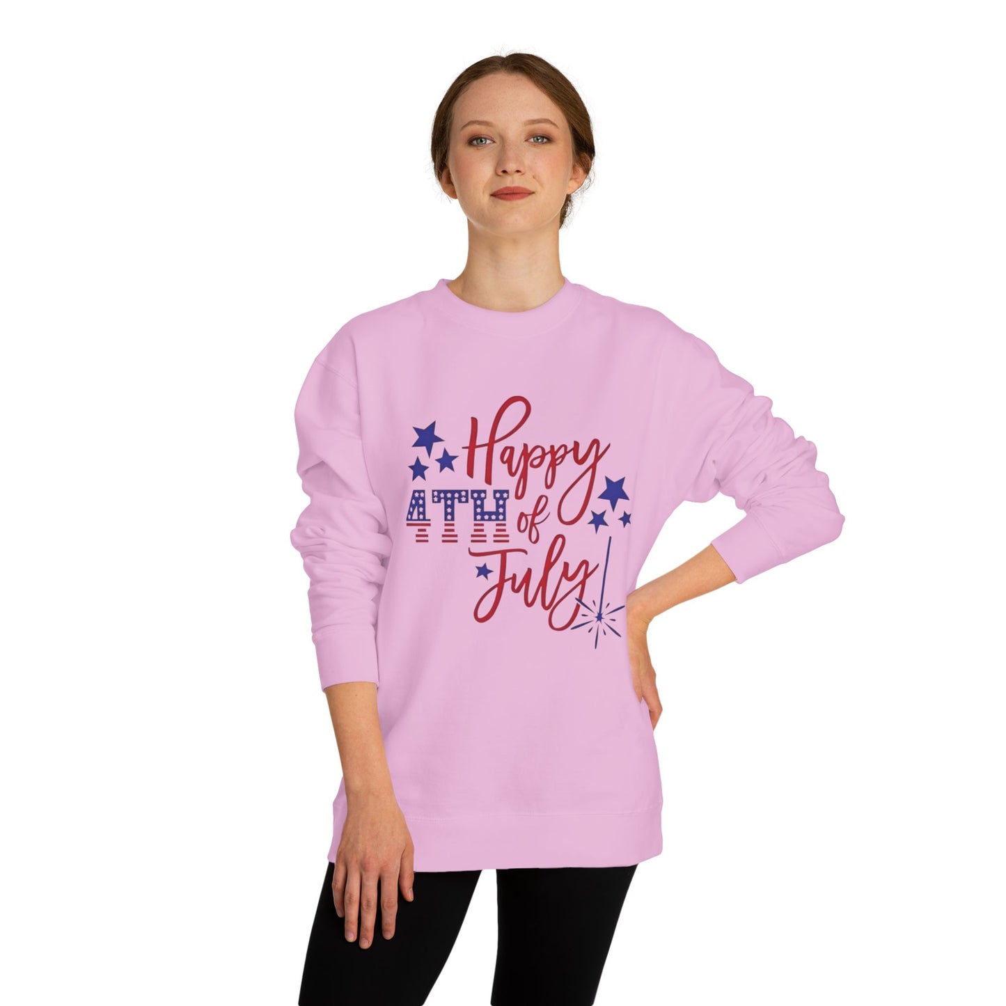 Happy 4th of July Sweatshirt — Patriotic Stars & Fireworks Crewneck