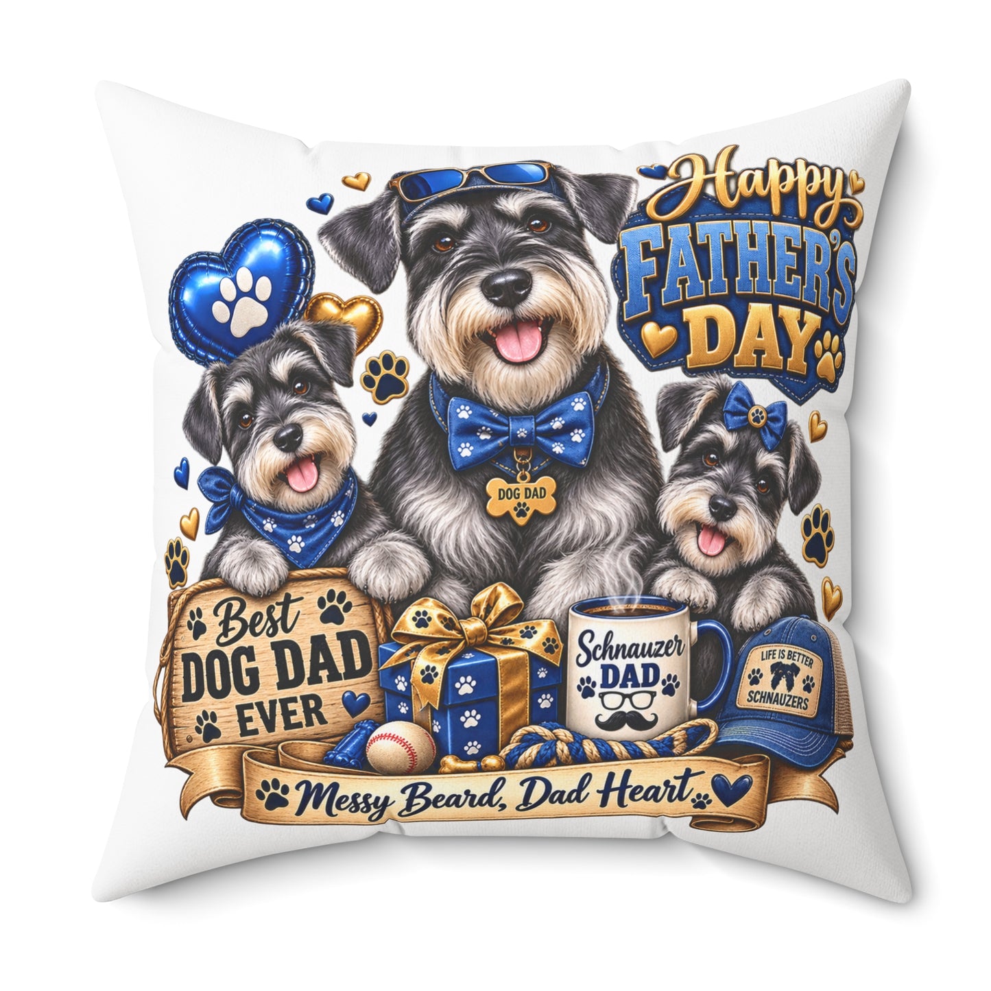 Happy Father’s Day Dog Dad Pillow — Best Dog Dad Ever Schnauzer Gift