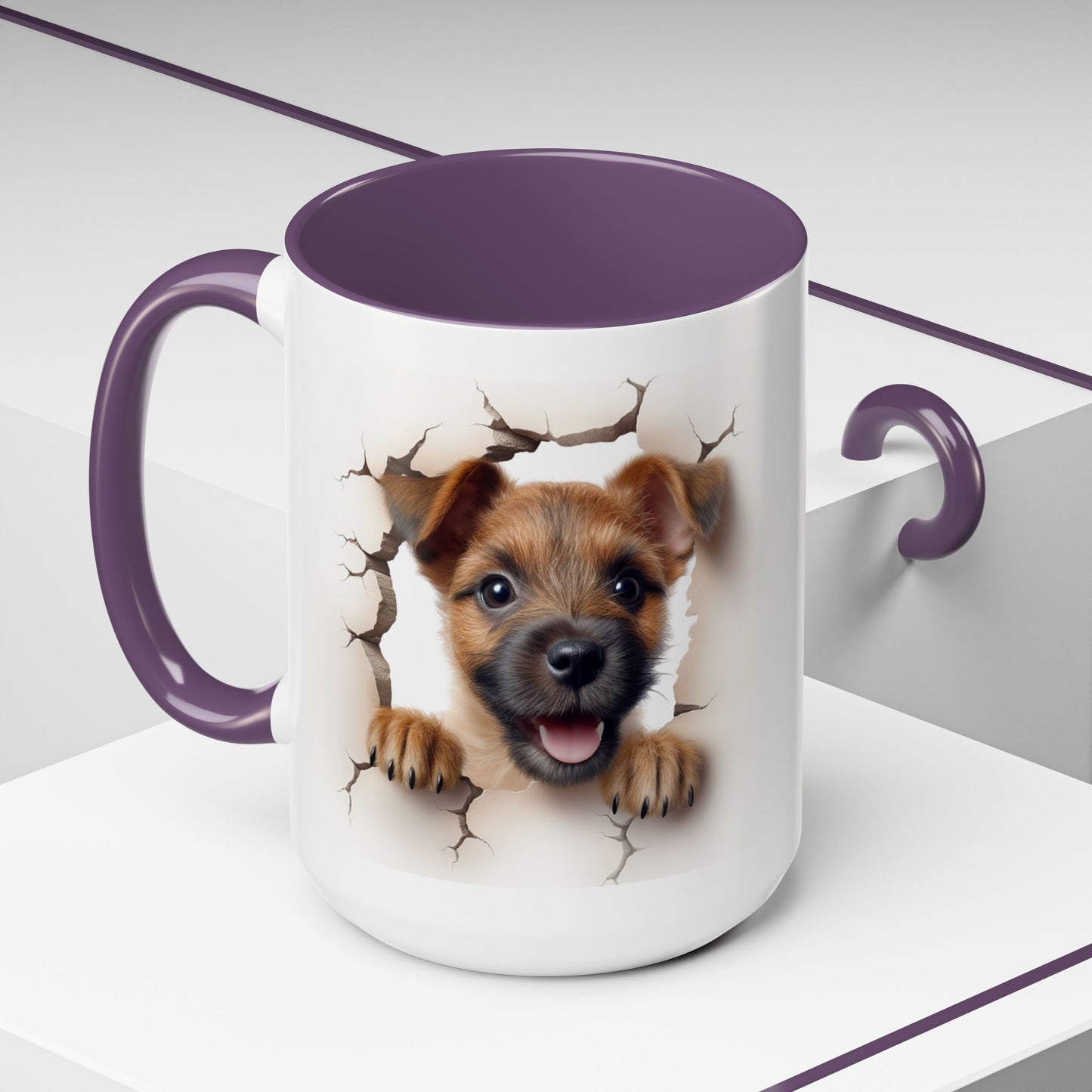 Puppy Peeking Accent Coffee Mug – Cute Dog Lover 11/15oz