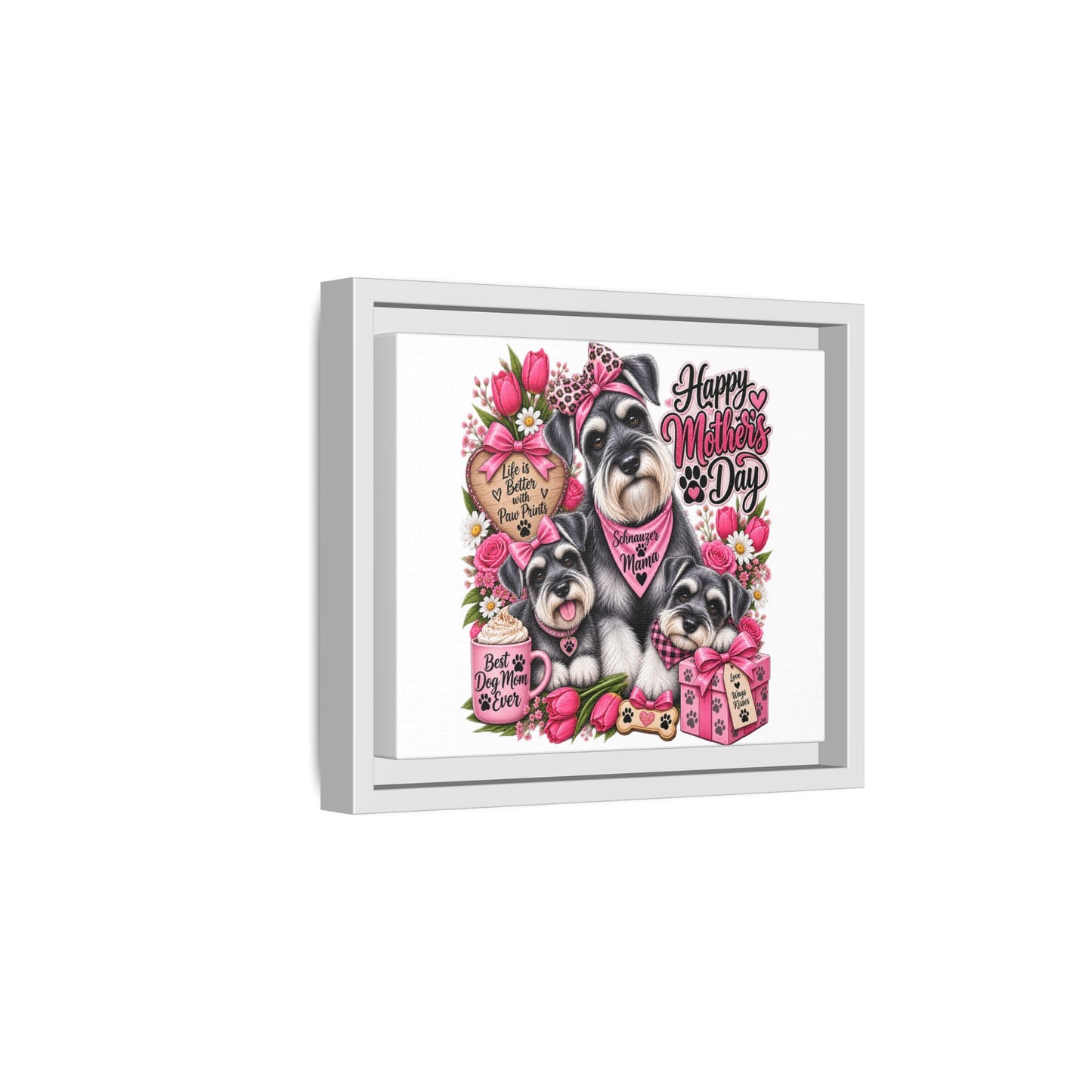 Happy Mother’s Day Schnauzer Canvas — Framed Matte Wall Art