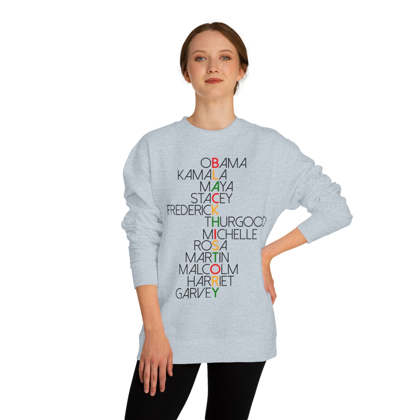 Black History Leaders Crewneck Sweatshirt — Names of Influential Black Figures