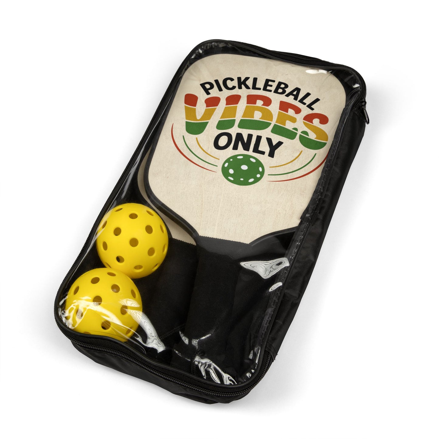 Pickleball Paddle Set — "Pickleball Vibes Only" Retro Design Kit (2 Paddles + Balls)