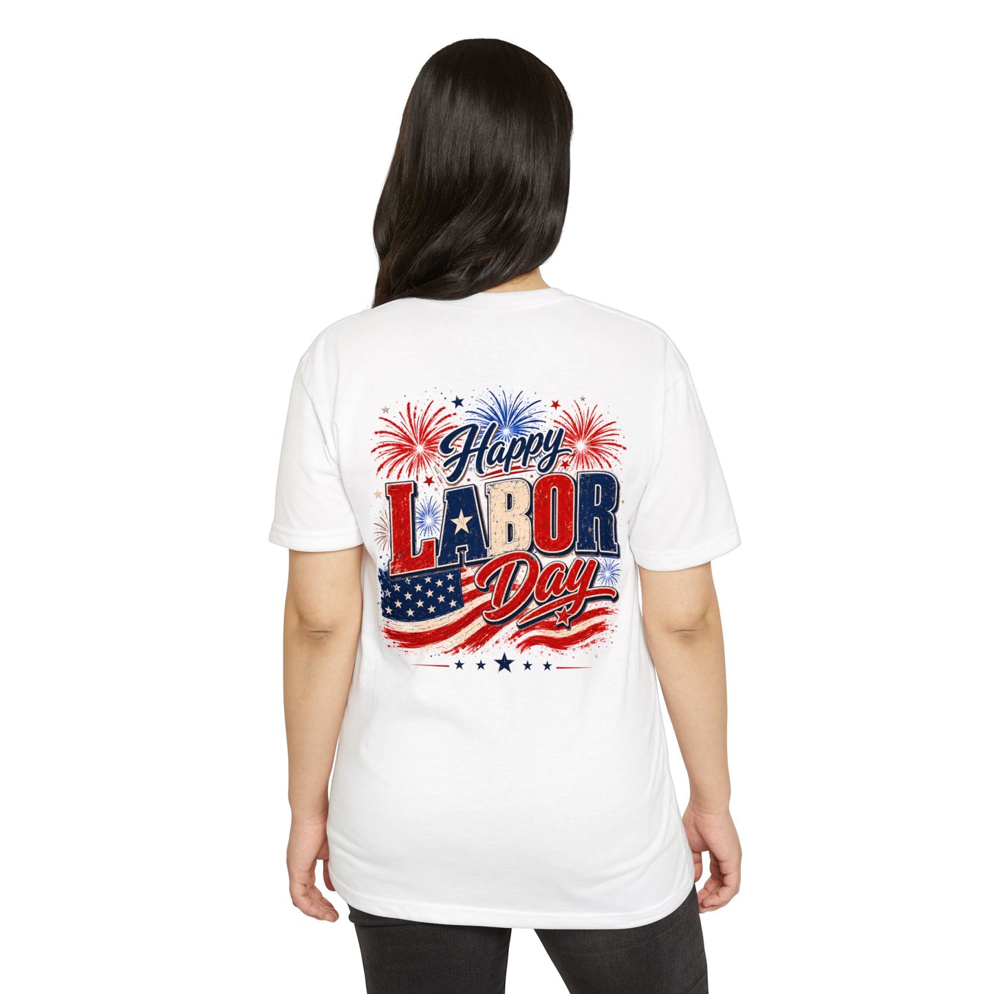 Labor Day T-Shirt — "Happy Labor Day" Patriotic Fireworks Tee
