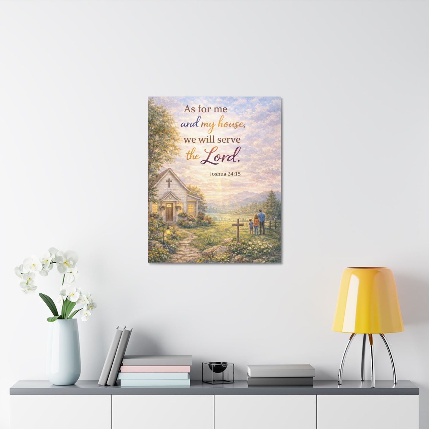 Canvas Wall Art - "As for me and my house we will serve the Lord" (Joshua 24:15) Inspirational Christian Home Decor
