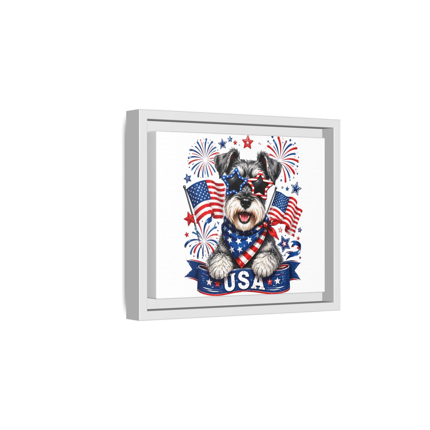 USA Patriotic Schnauzer Canvas Print — 4th of July Wall Art
