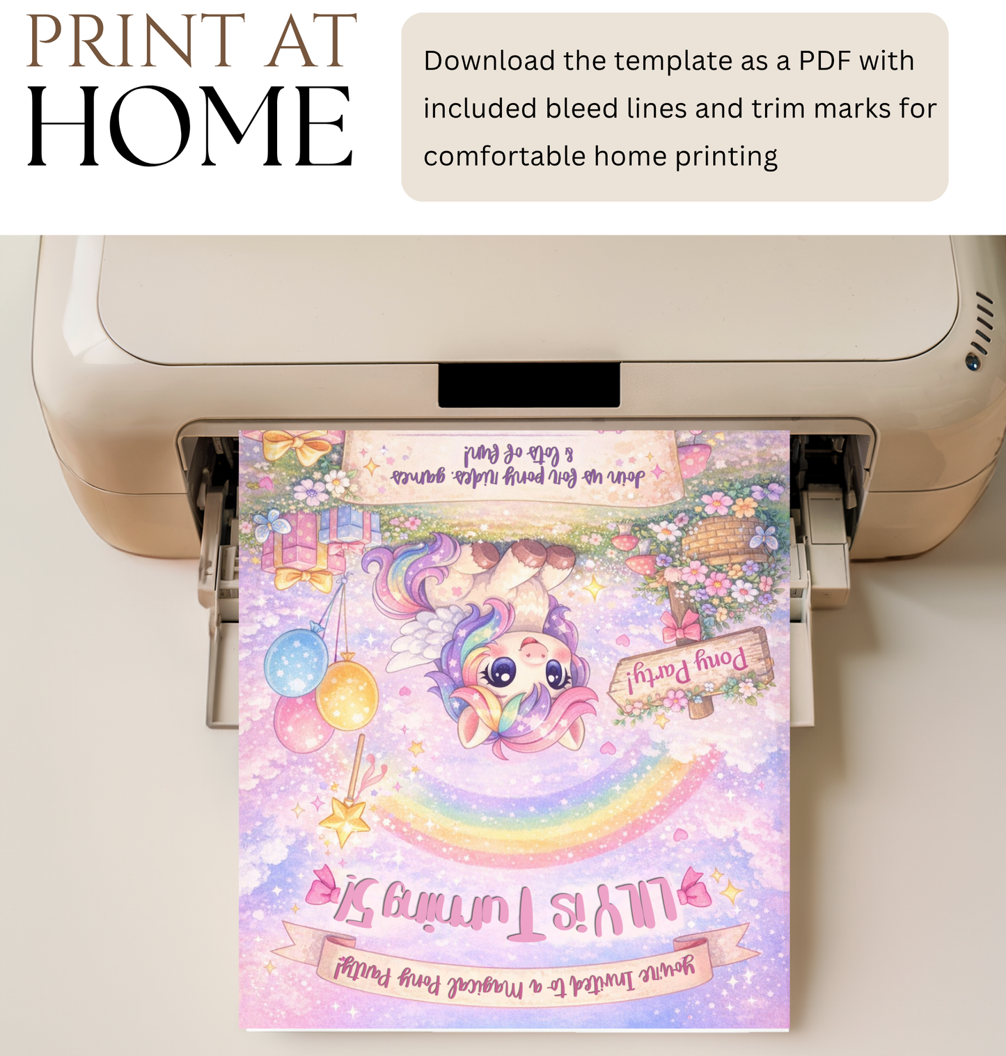 Pony Birthday Invitation Template | Editable Kids Horse Party Invite
