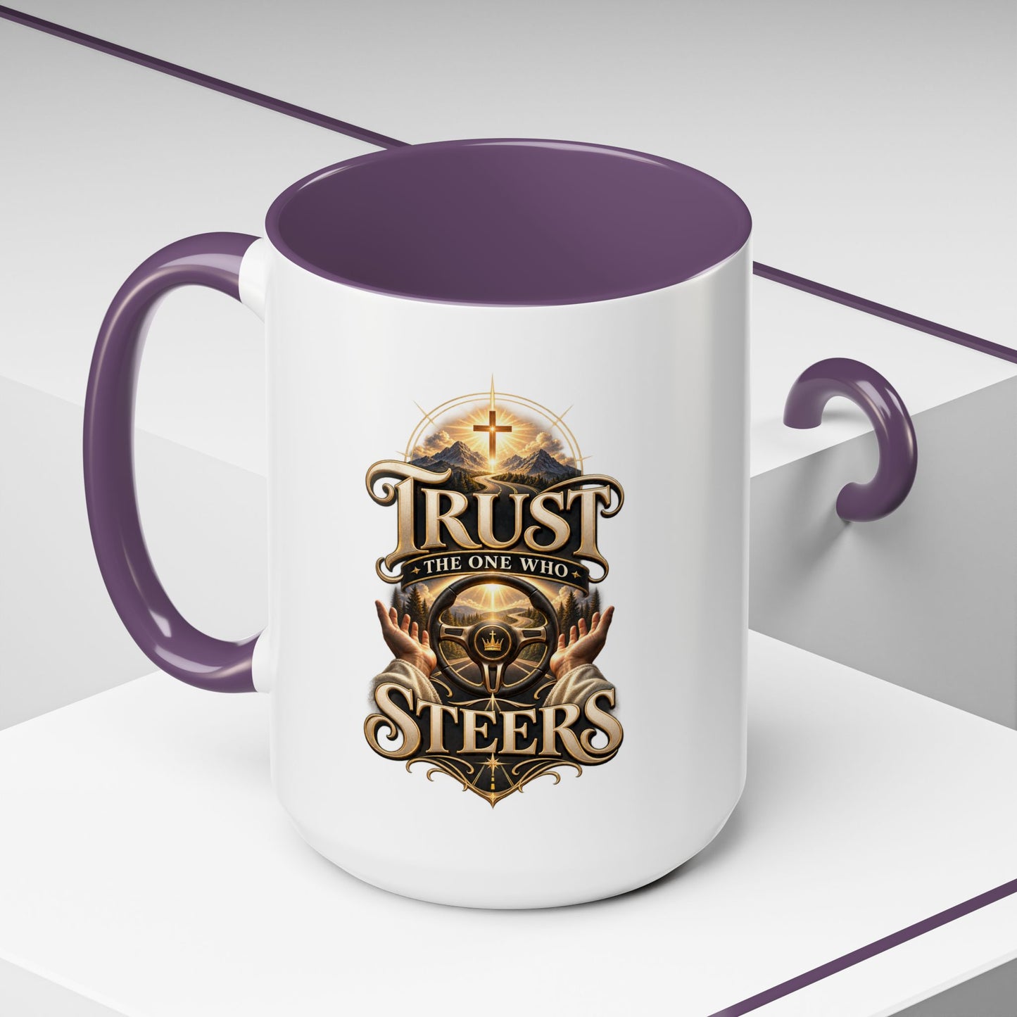 Faith Coffee Mug — "Trust the One Who Steers" Accent 11/15oz