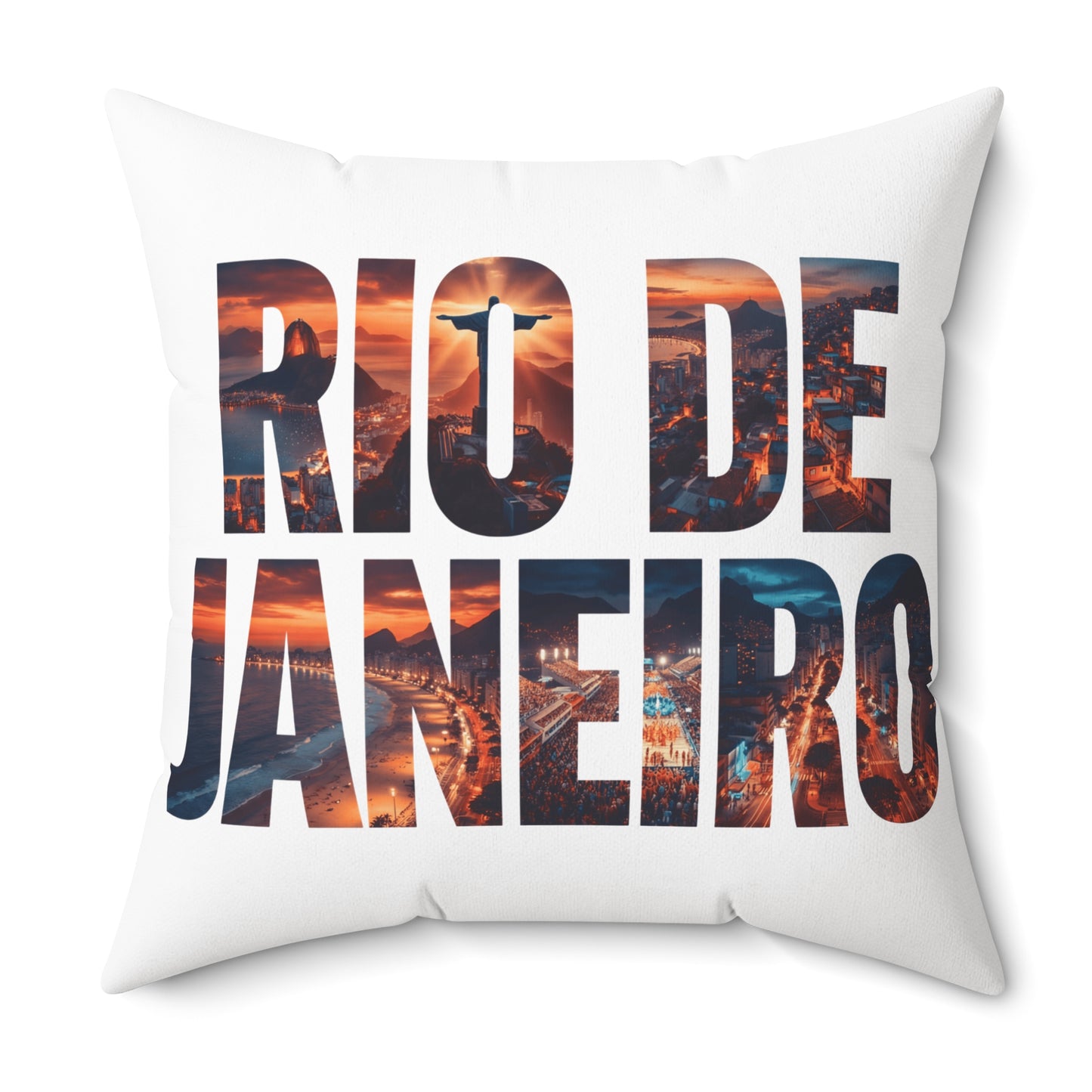 Rio de Janeiro Photo-Text Throw Pillow