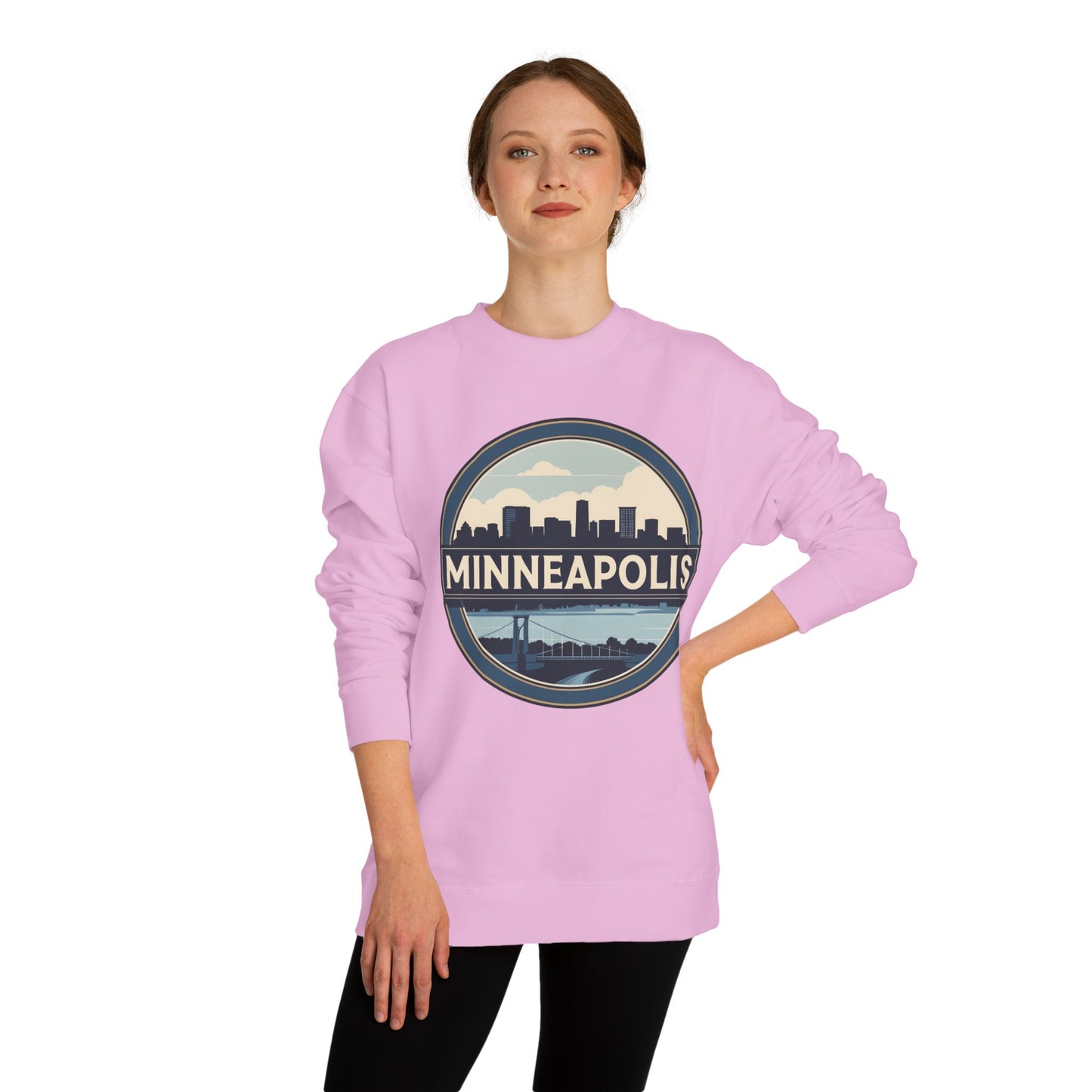 Minneapolis Skyline Crewneck Sweatshirt — Vintage Cityscape Design