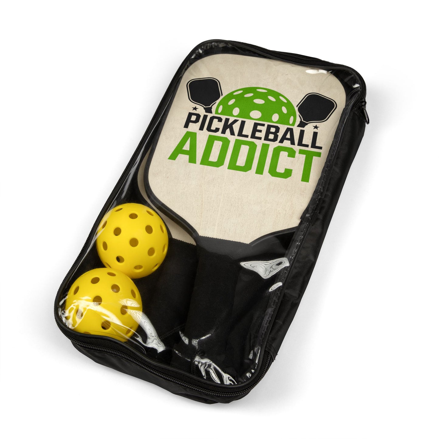 Pickleball Paddle Set — “Pickleball Addict” Mini Paddles with Balls