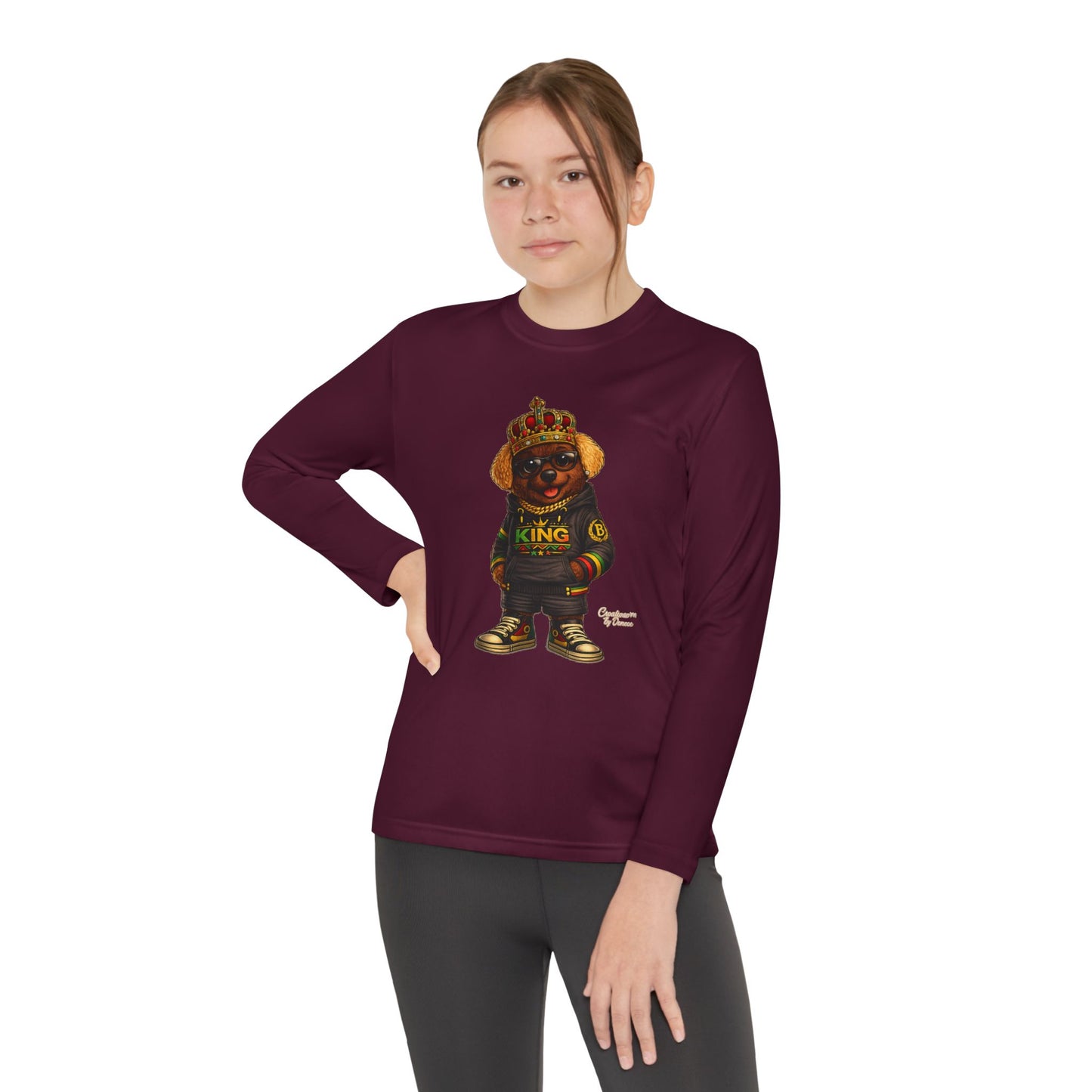 Youth Long Sleeve Tee — 'King' Bear Graphic