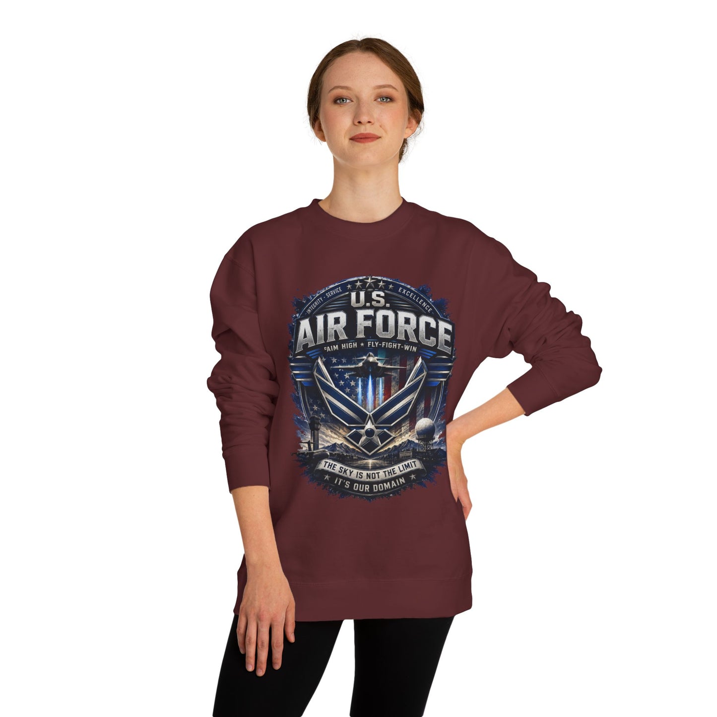 Air Force Crewneck Sweatshirt - U.S. Military Emblem Graphic