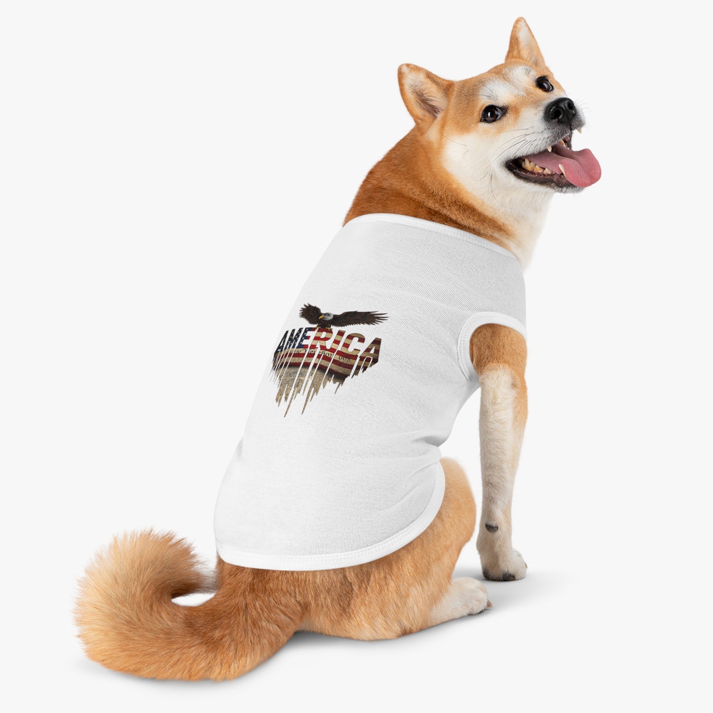 Patriotic Pet Tank Top – American Flag & Bald Eagle Dog Shirt