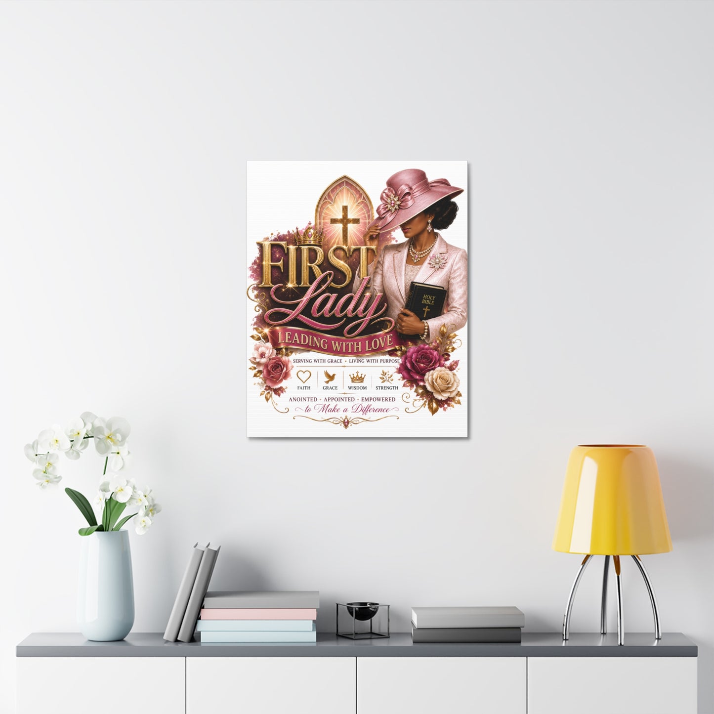 First Lady Leading With Love Canvas Wall Art — Faith-Based Church Decor