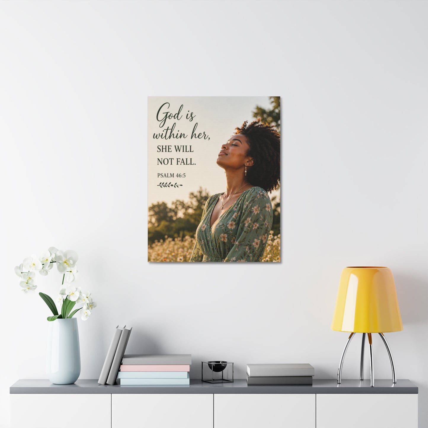 Canvas Wall Art - "God is within her, she will not fall." Psalm 46:5 Inspirational Faith Print