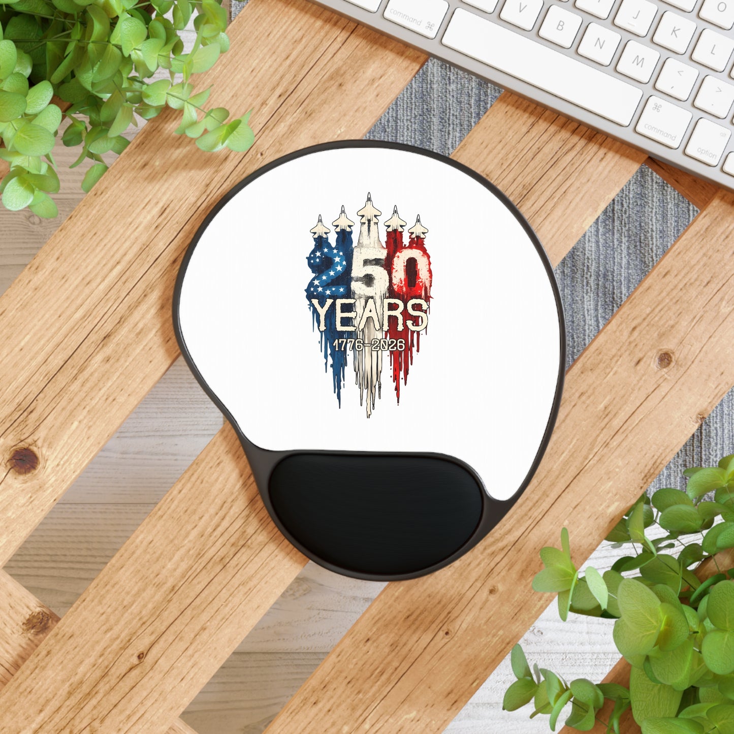 50 Years USA Flag Anniversary Mouse Pad with Wrist Rest