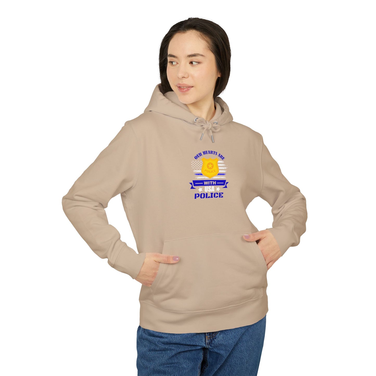Police Support Hoodie — "Our Hearts Are With USA Police" Casual Pullover