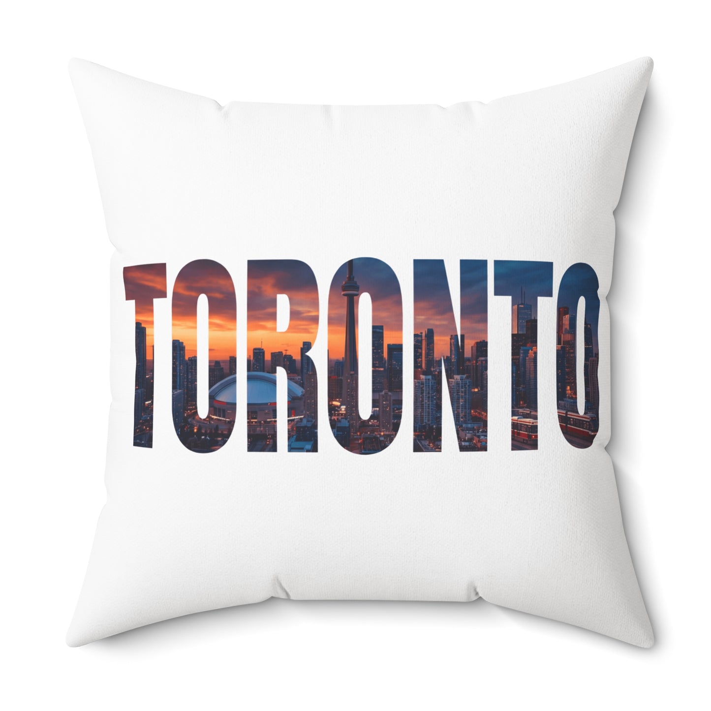 Toronto Skyline Throw Pillow — City Name Photo-Print Accent Pillow