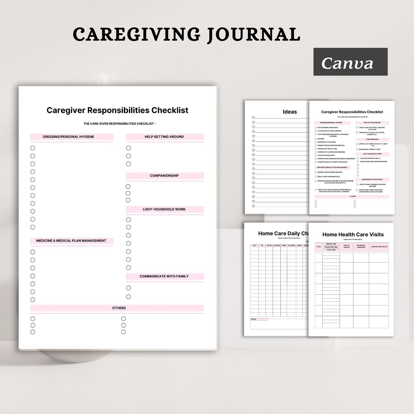 Caregiving Journal Printable | Daily Care Tracker & Health Support Planner