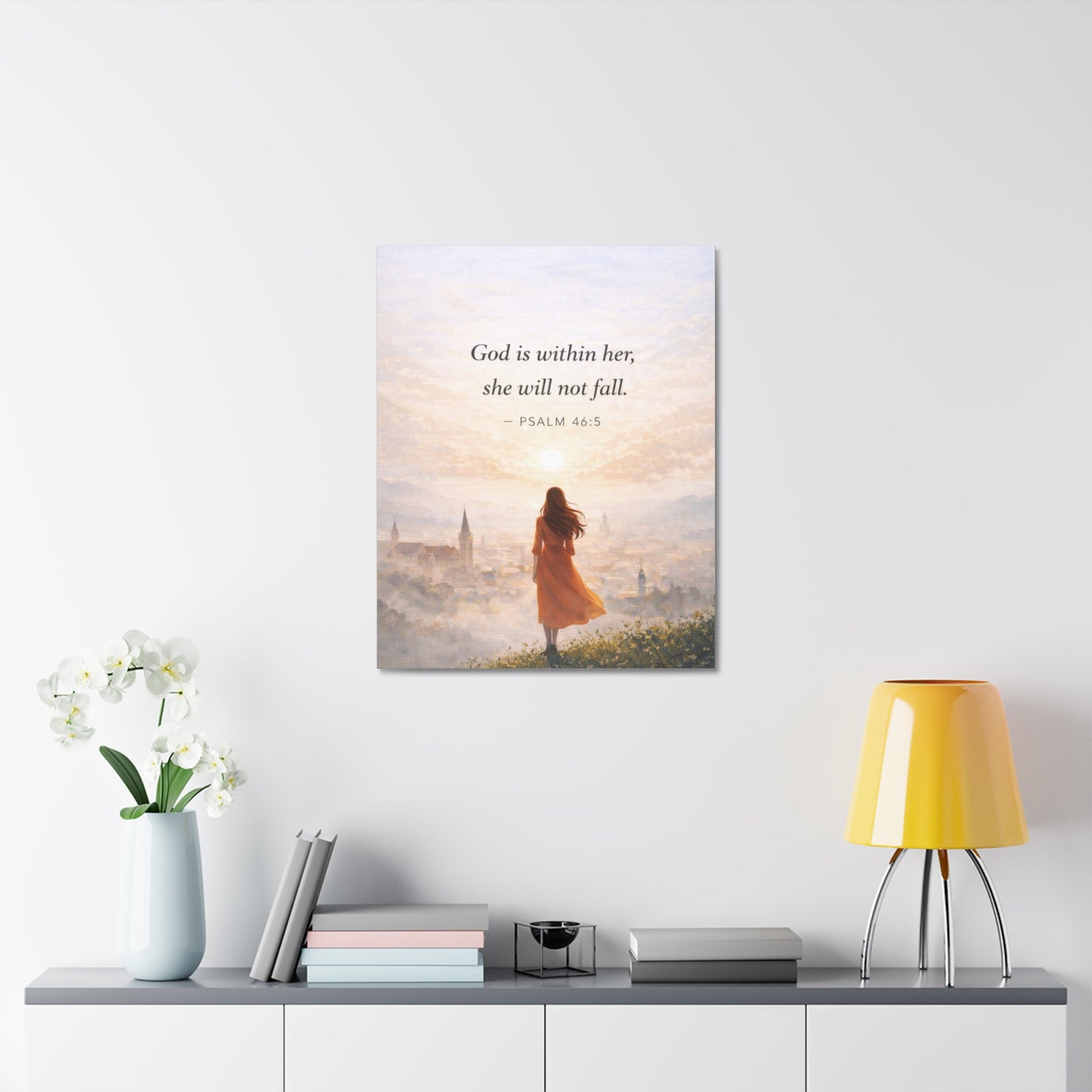 Canvas Wall Art — "God is within her, she will not fall. (Psalm 46:5)"