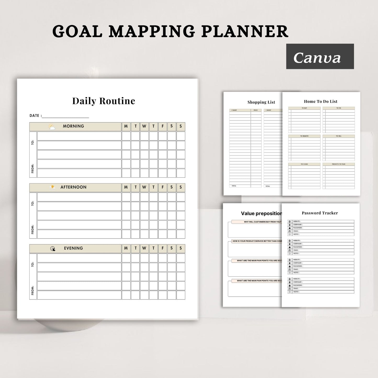 Goal Mapping Planner Printable | Vision to Action Goal Setting & Productivity System