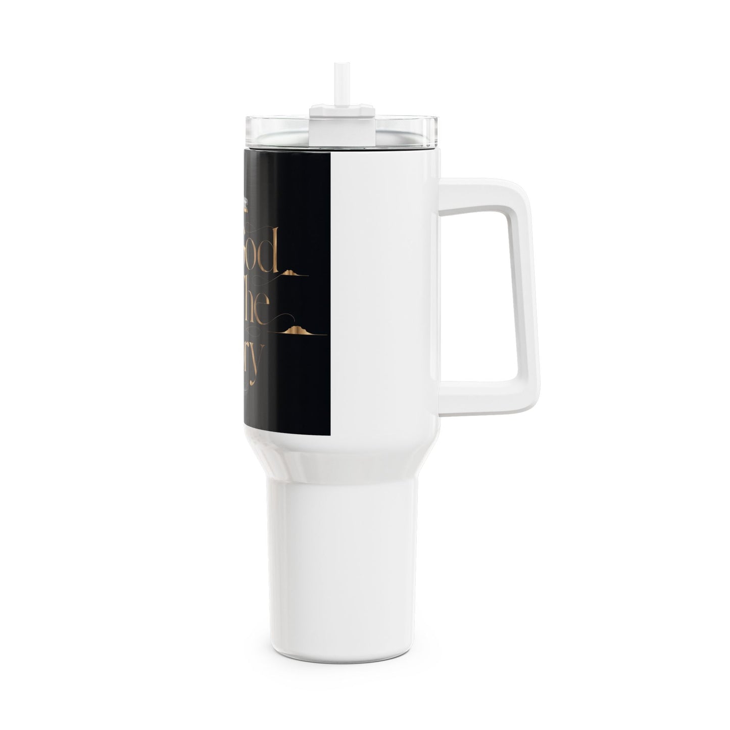 40oz Tumbler — "To God Be The Glory" Black & Gold Inspirational Travel Mug