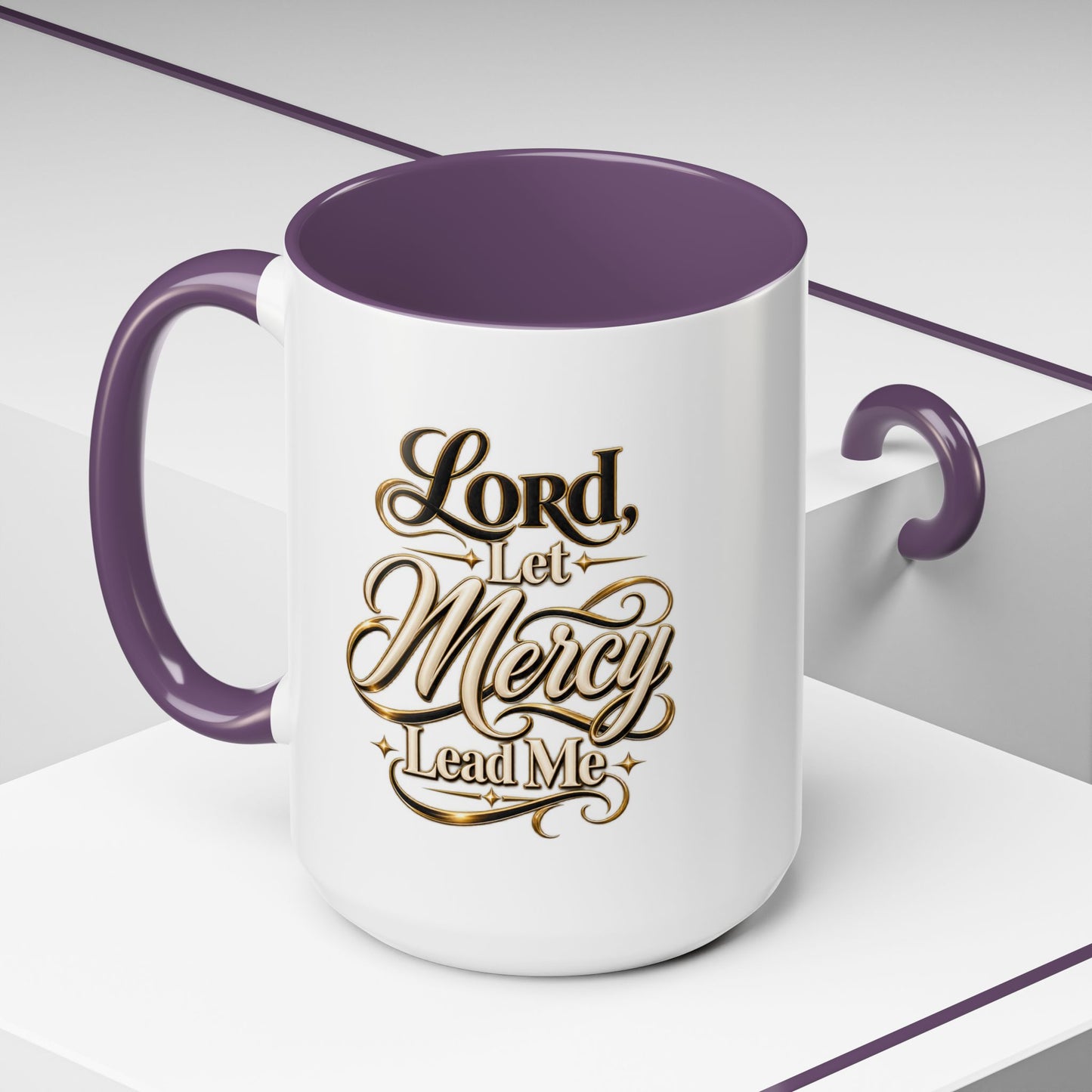 Lord, Let Mercy Lead Me Accent Coffee Mug — Inspirational Christian Scripture 11/15oz